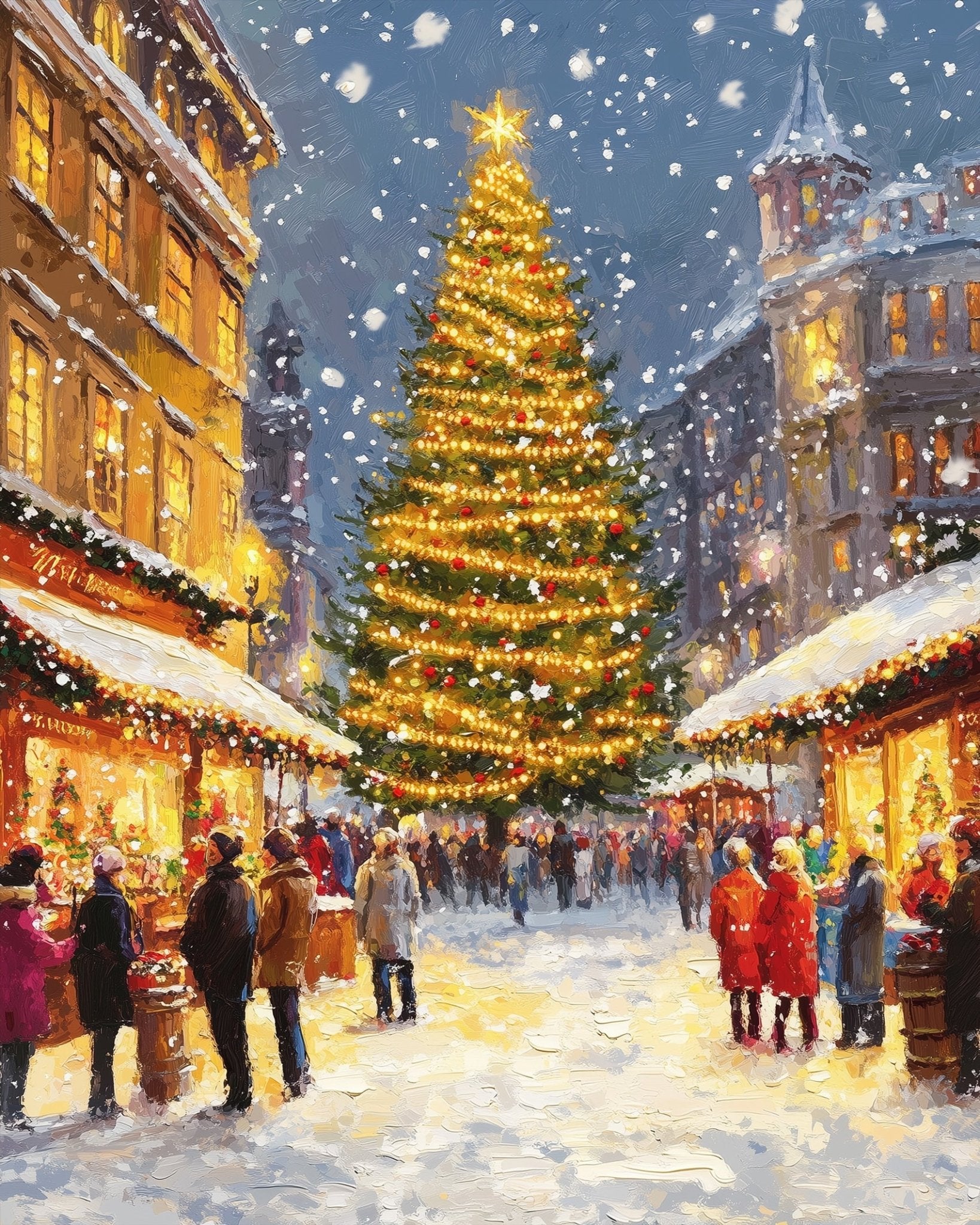 Christmas Market Scene - Christmas - BestPaintByNumbers - Paint by Numbers Custom Kit