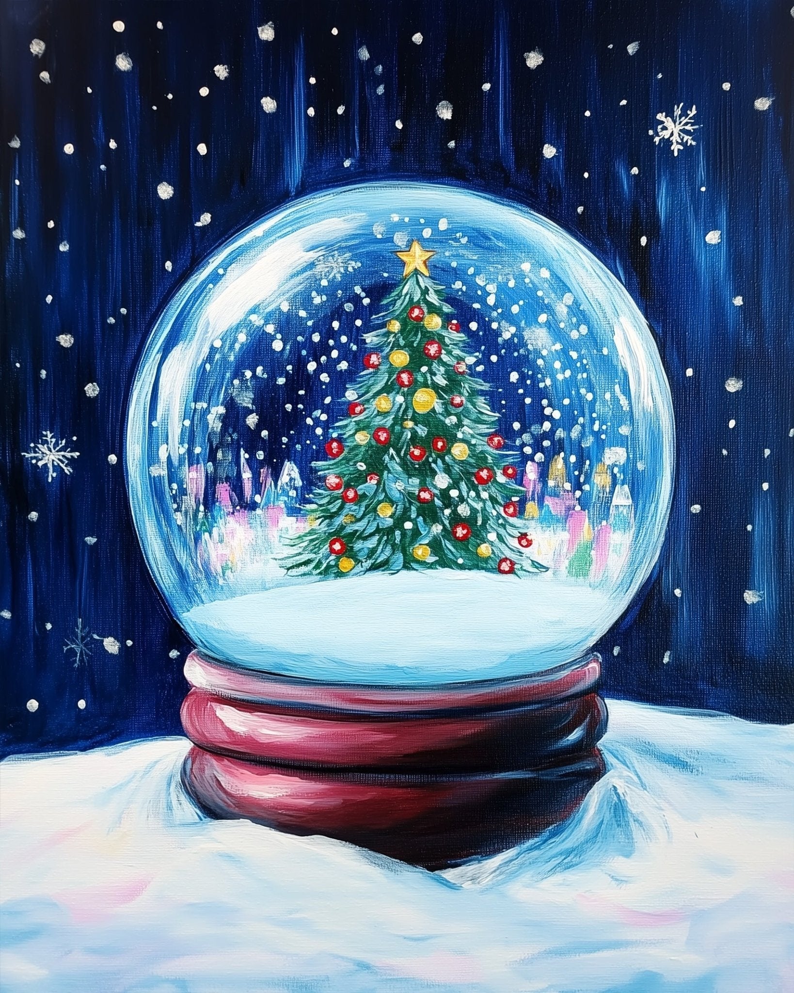 Christmas Tree Snow Globe - Christmas - BestPaintByNumbers - Paint by Numbers Custom Kit