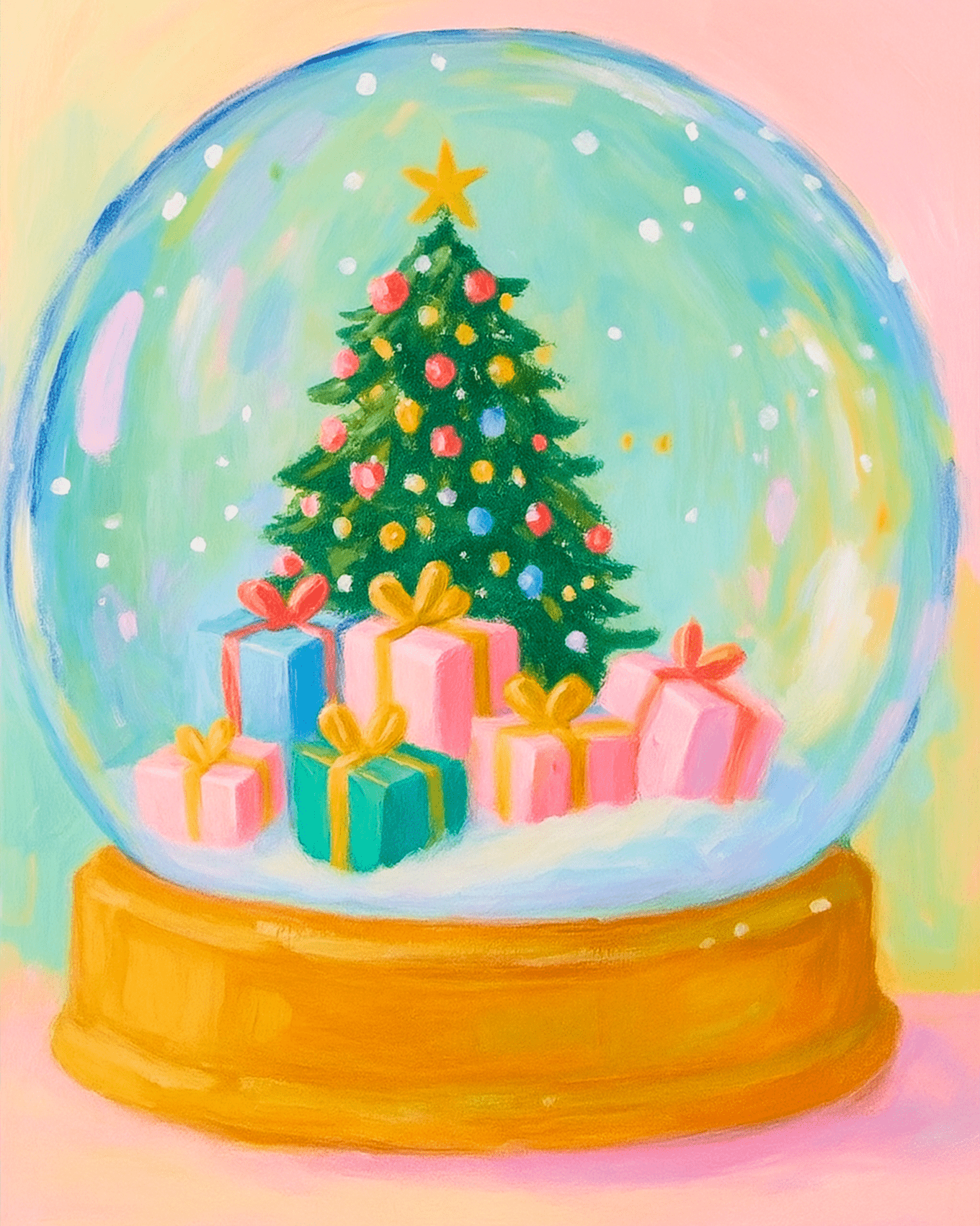 Christmas Tree Snow Globe - Christmas - BestPaintByNumbers - Paint by Numbers Custom Kit