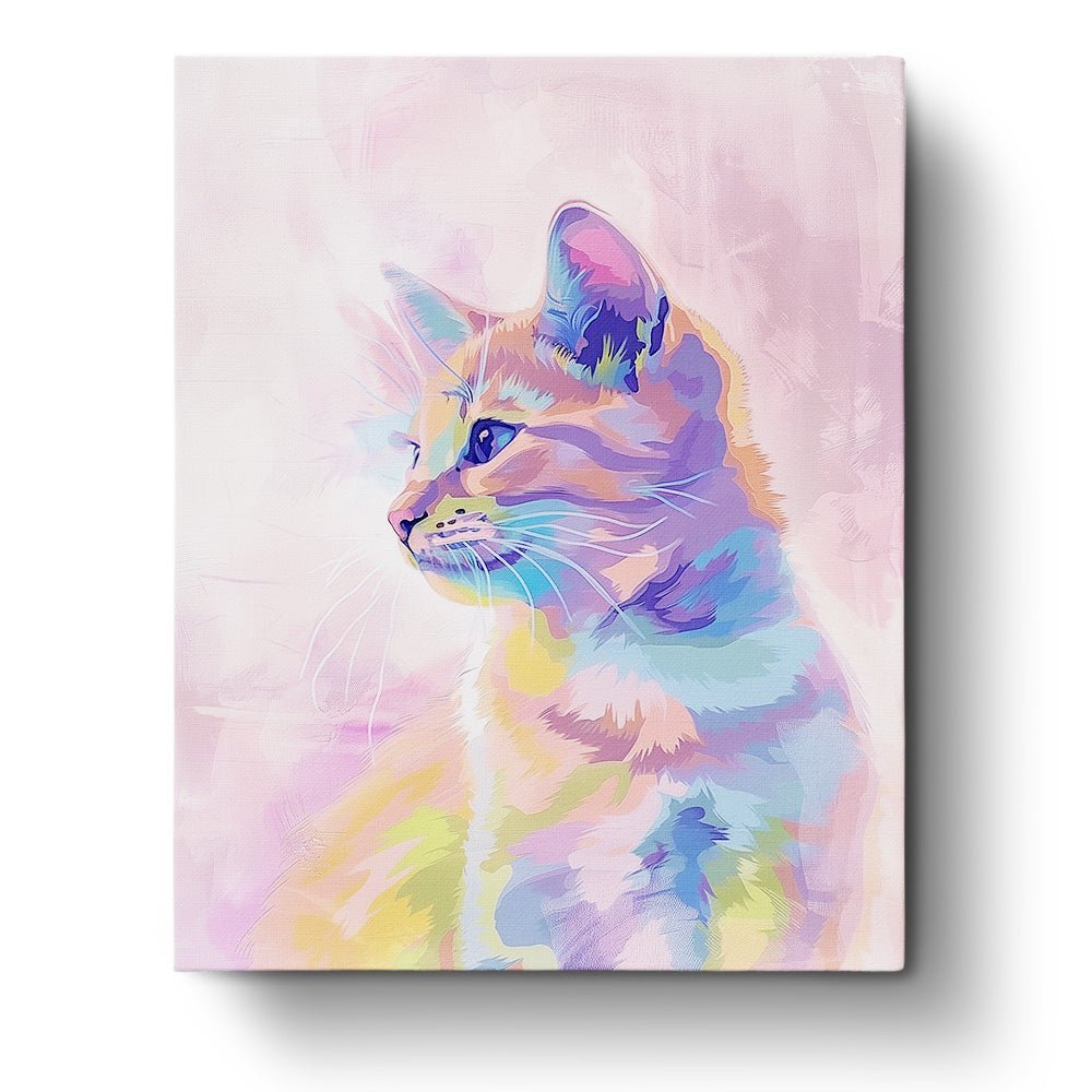 Fixed paint by numbers kit, 24 colors, 16x20in. Abstract cat in vibrant hues for stress relief and creativity.