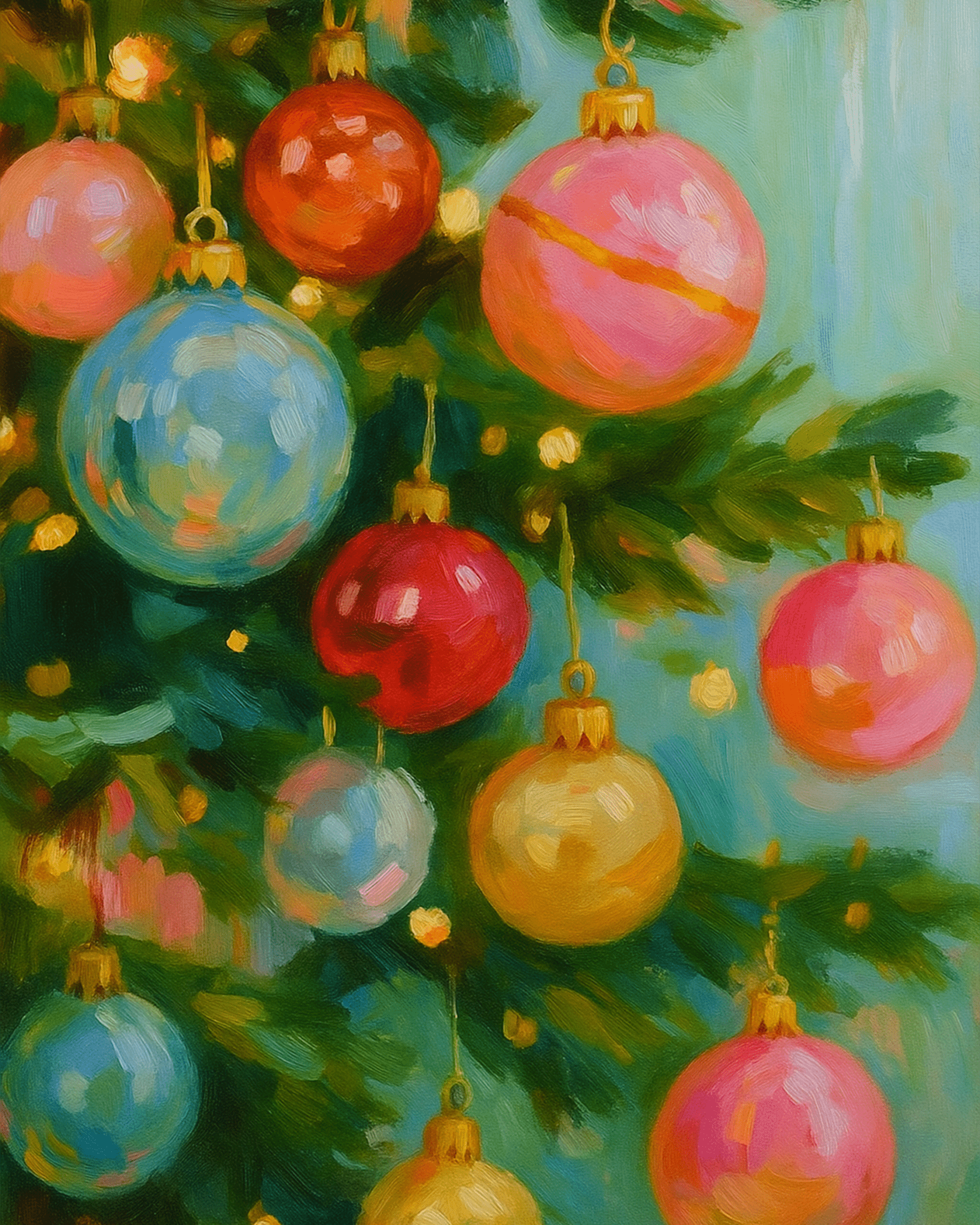 Colorful Christmas Ornaments - Christmas - BestPaintByNumbers - Paint by Numbers Custom Kit