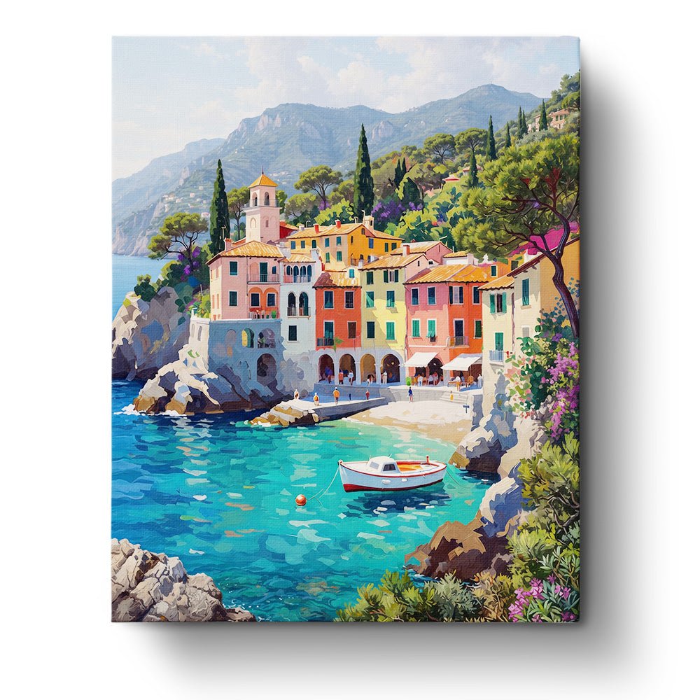 Colorful Coastal Village - Places - BestPaintByNumbers - Paint by Numbers Custom Kit