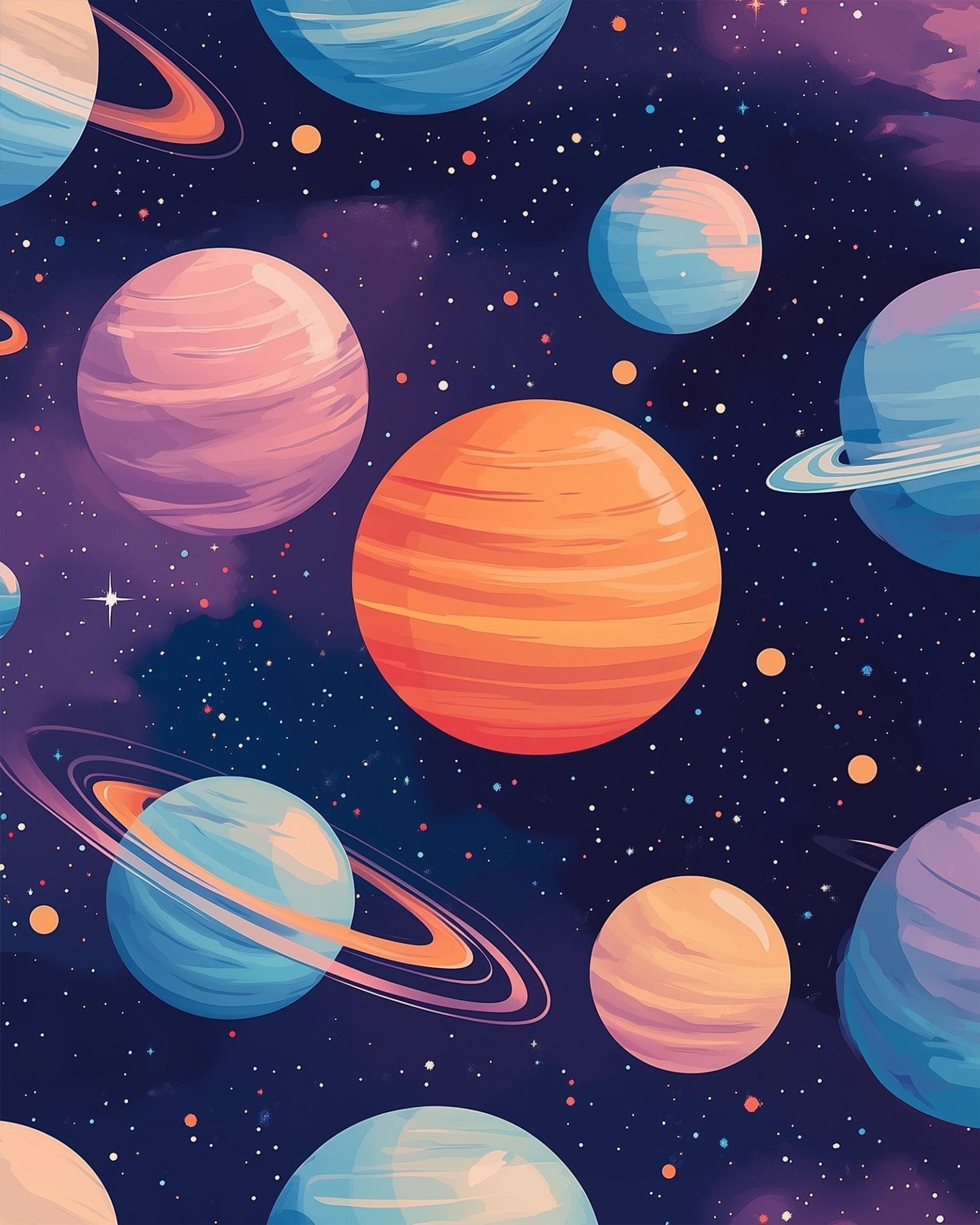 Colorful Cosmic Orbs - Galaxies - BestPaintByNumbers - Paint by Numbers Custom Kit