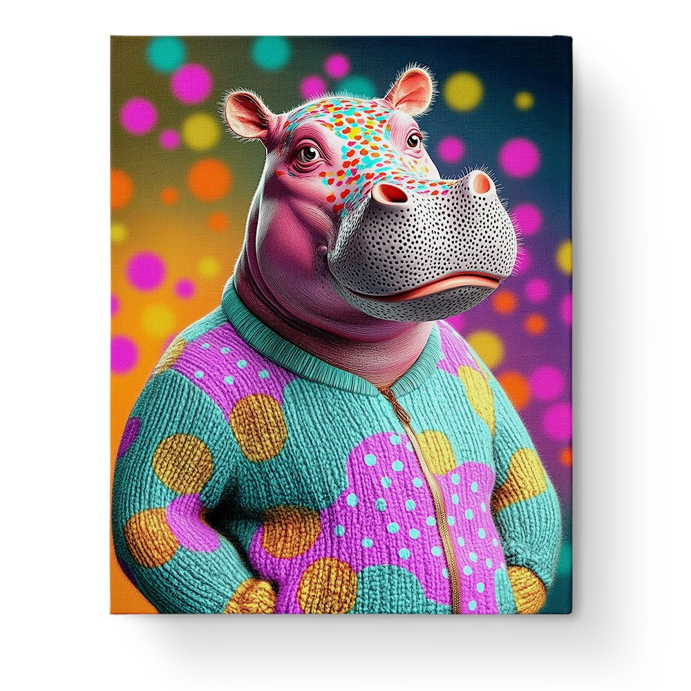 Colorful Hippo Portrait - Pop Art - BestPaintByNumbers - Paint by Numbers Custom Kit