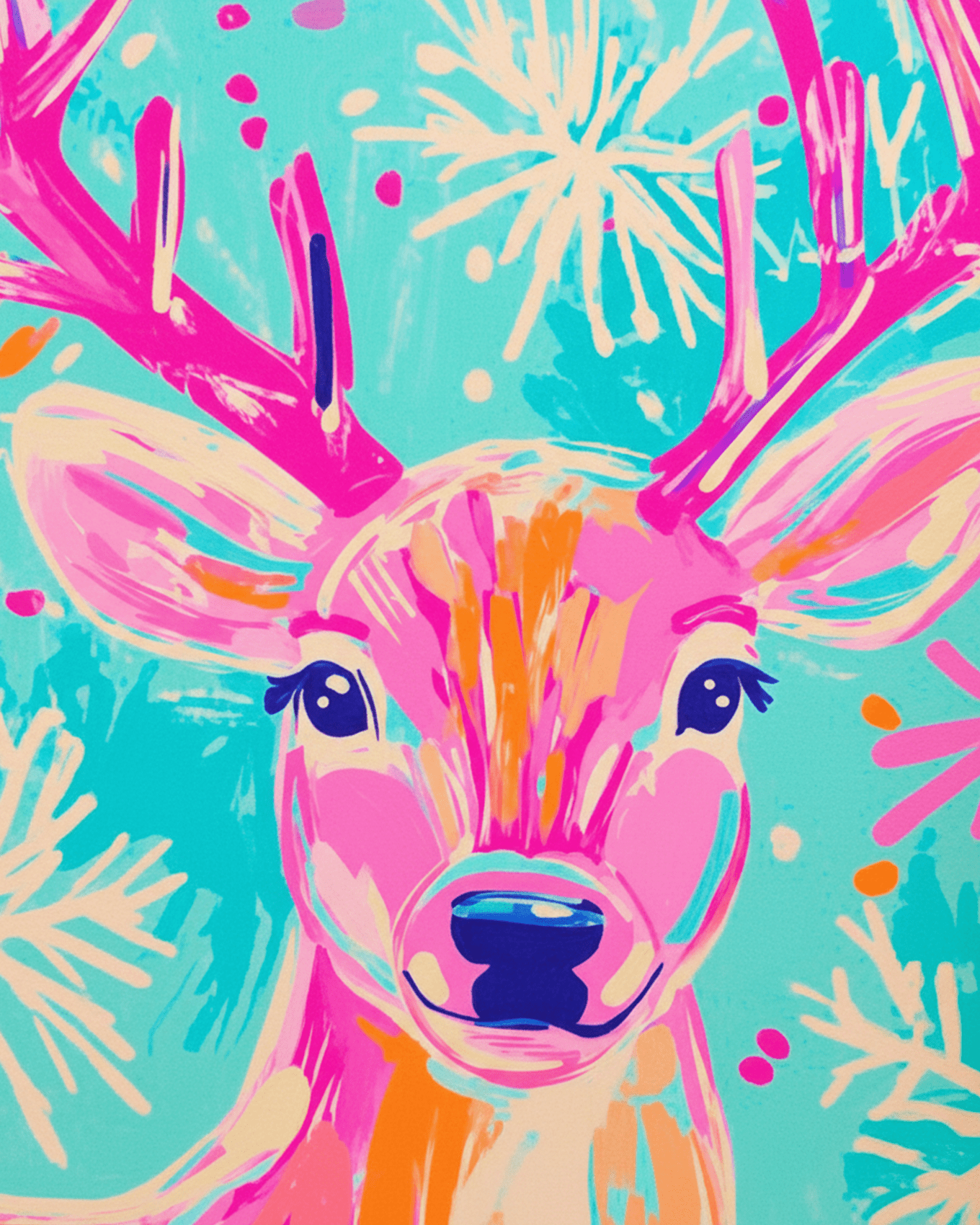 Colorful Reindeer Delight - Christmas - BestPaintByNumbers - Paint by Numbers Custom Kit