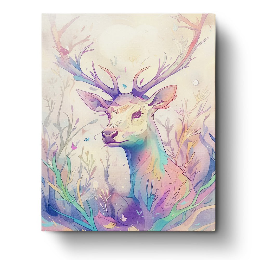 Fixed paint by numbers kit, 24 colors, 16x20in. Abstract stag in vibrant hues. Enhances relaxation and creativity.