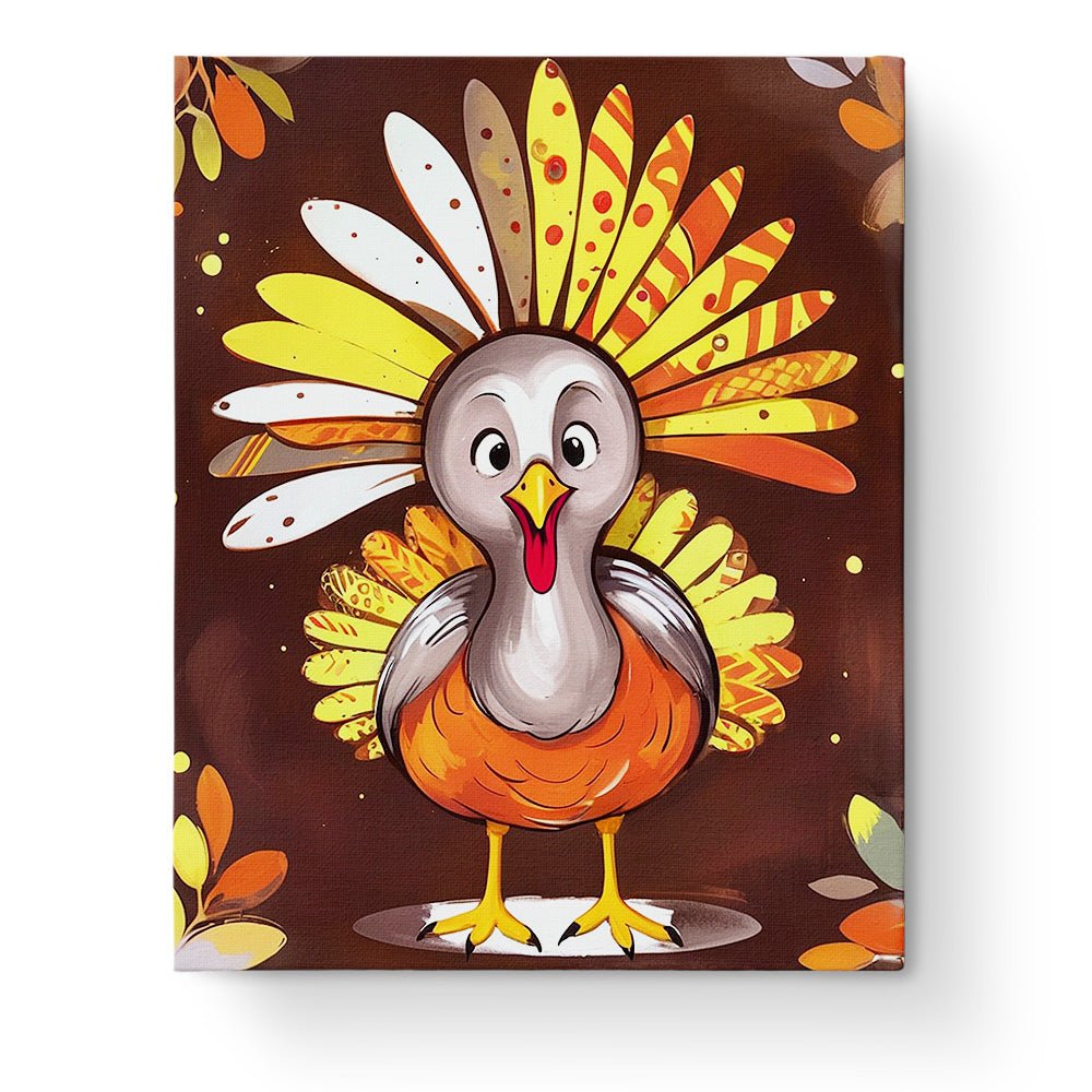 Fixed paint by numbers kit, 24 colors. Colorful turkey with bold feathers. A fun, stress-free activity for kids.