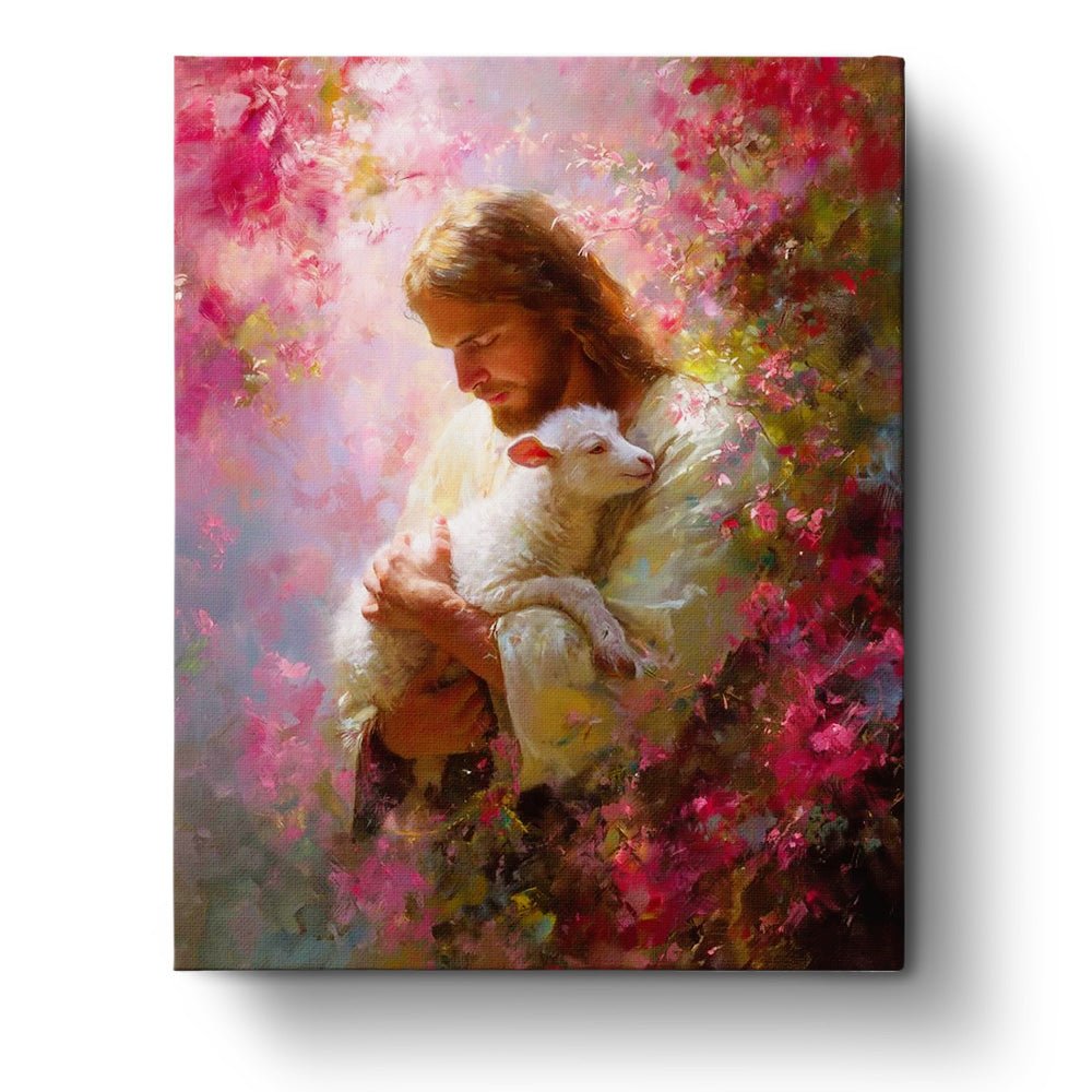 Compassionate Savior Holding Lamb - Religion - BestPaintByNumbers - Paint by Numbers Custom Kit