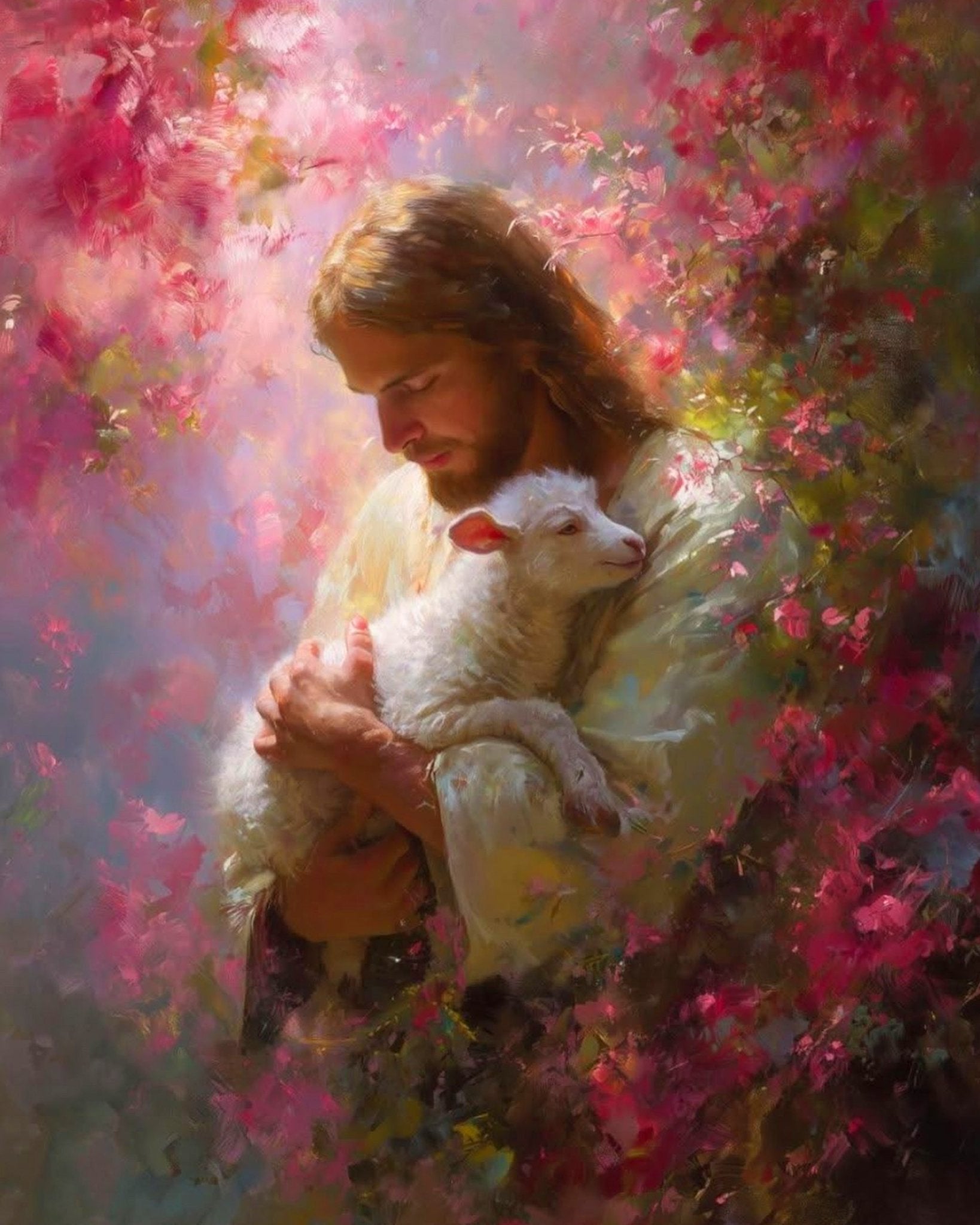Compassionate Savior Holding Lamb - Religion - BestPaintByNumbers - Paint by Numbers Custom Kit