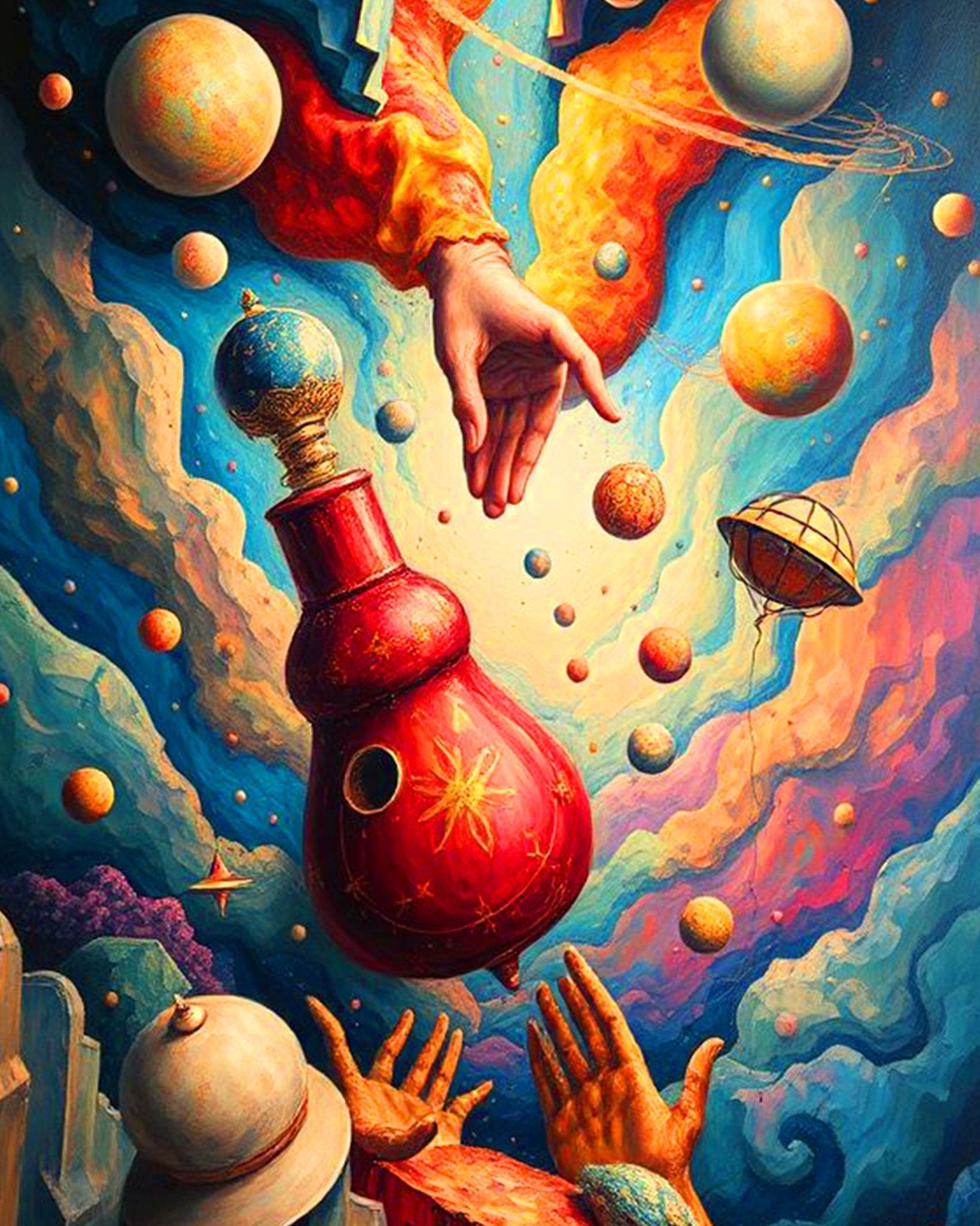 Cosmic Dance of Hands - Surrealism - BestPaintByNumbers - Paint by Numbers Custom Kit