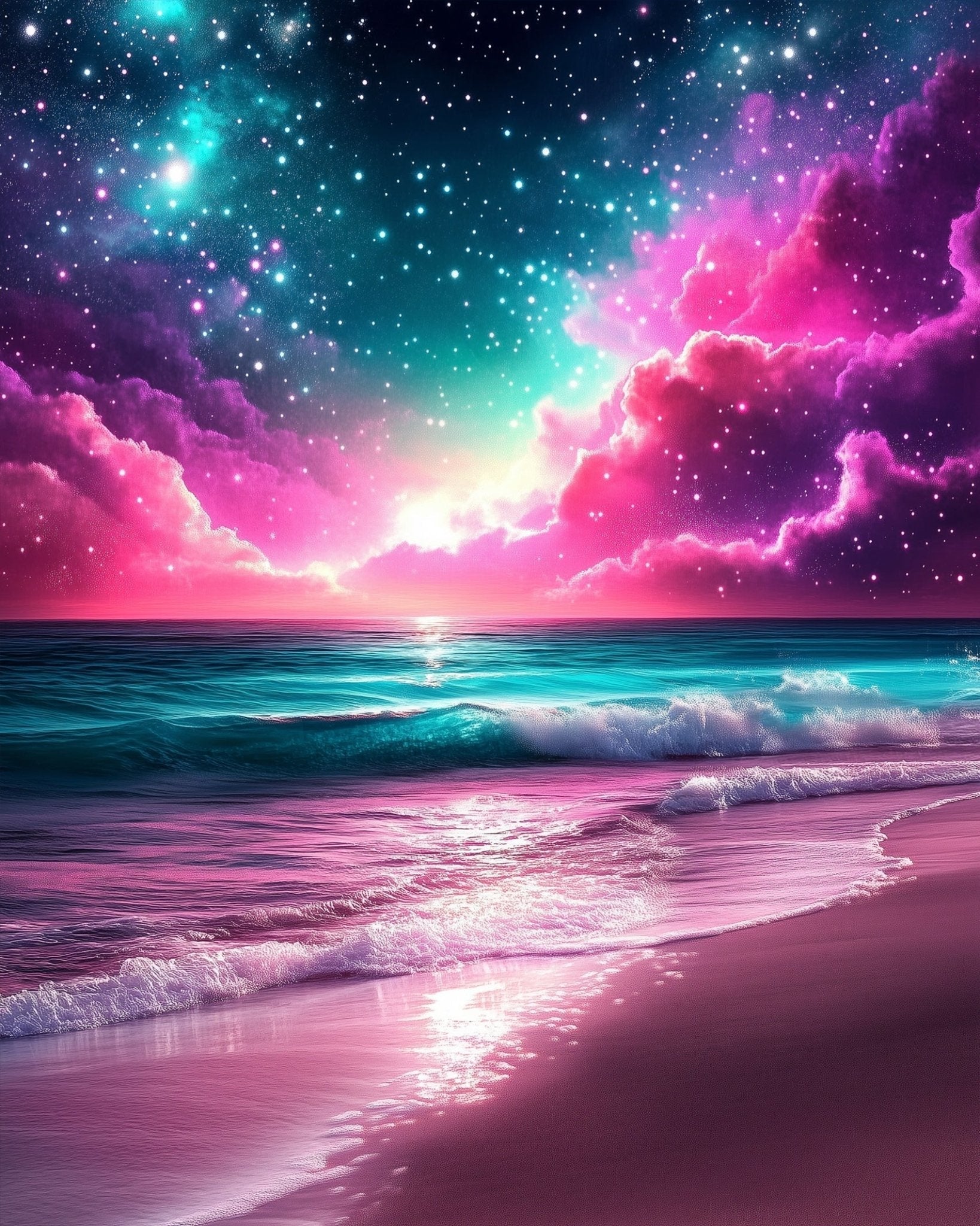 Cosmic Ocean Shoreline - Galaxies - BestPaintByNumbers - Paint by Numbers Custom Kit