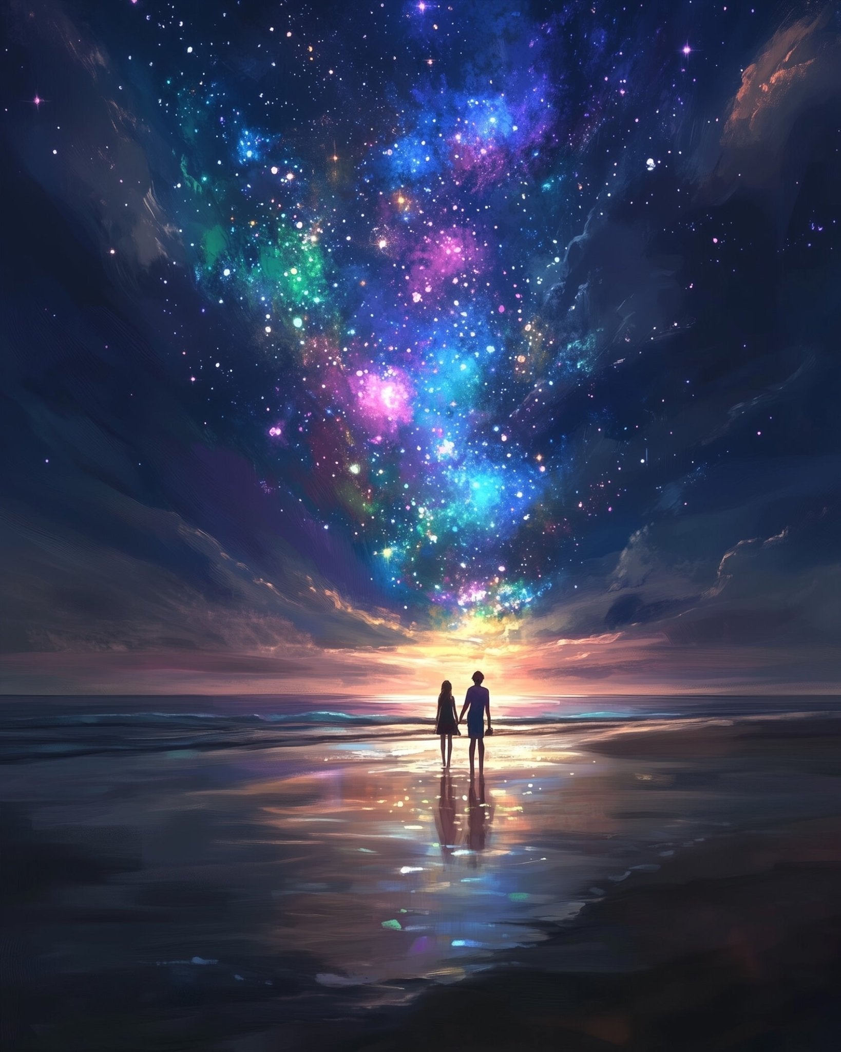 Cosmic Stroll on the Beach - Galaxies - BestPaintByNumbers - Paint by Numbers Custom Kit