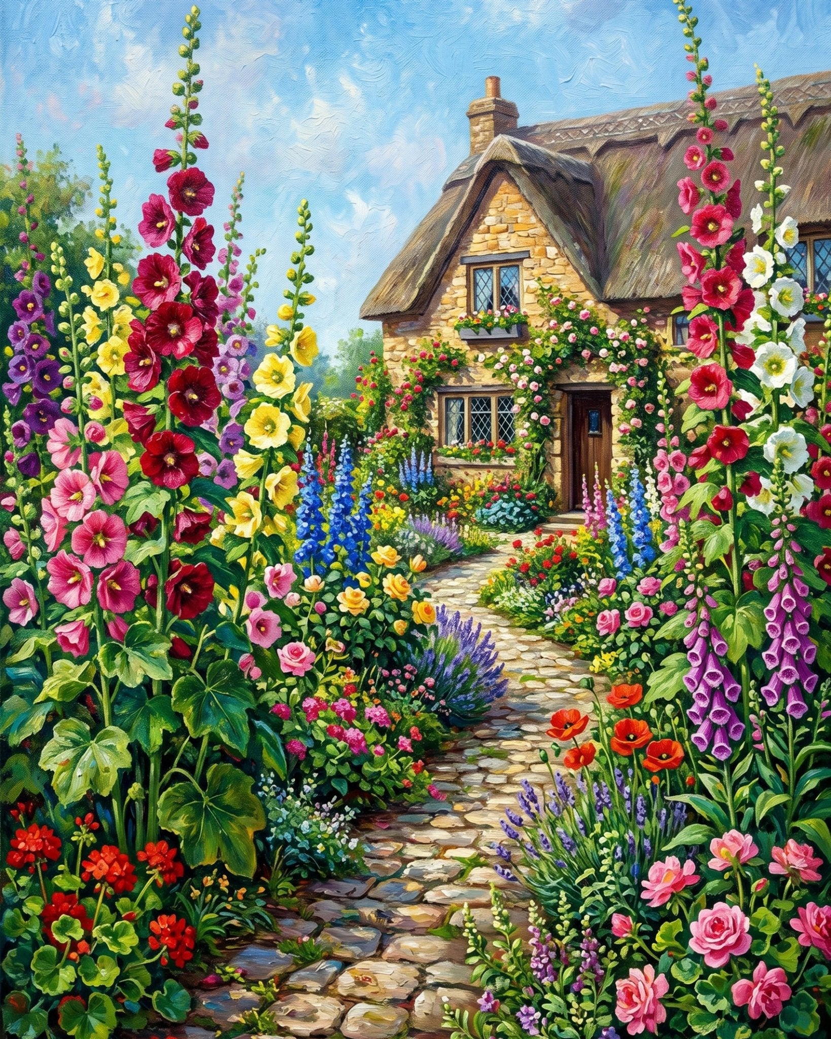 Cottage Garden Pathway - Landscape - BestPaintByNumbers - Paint by Numbers Custom Kit