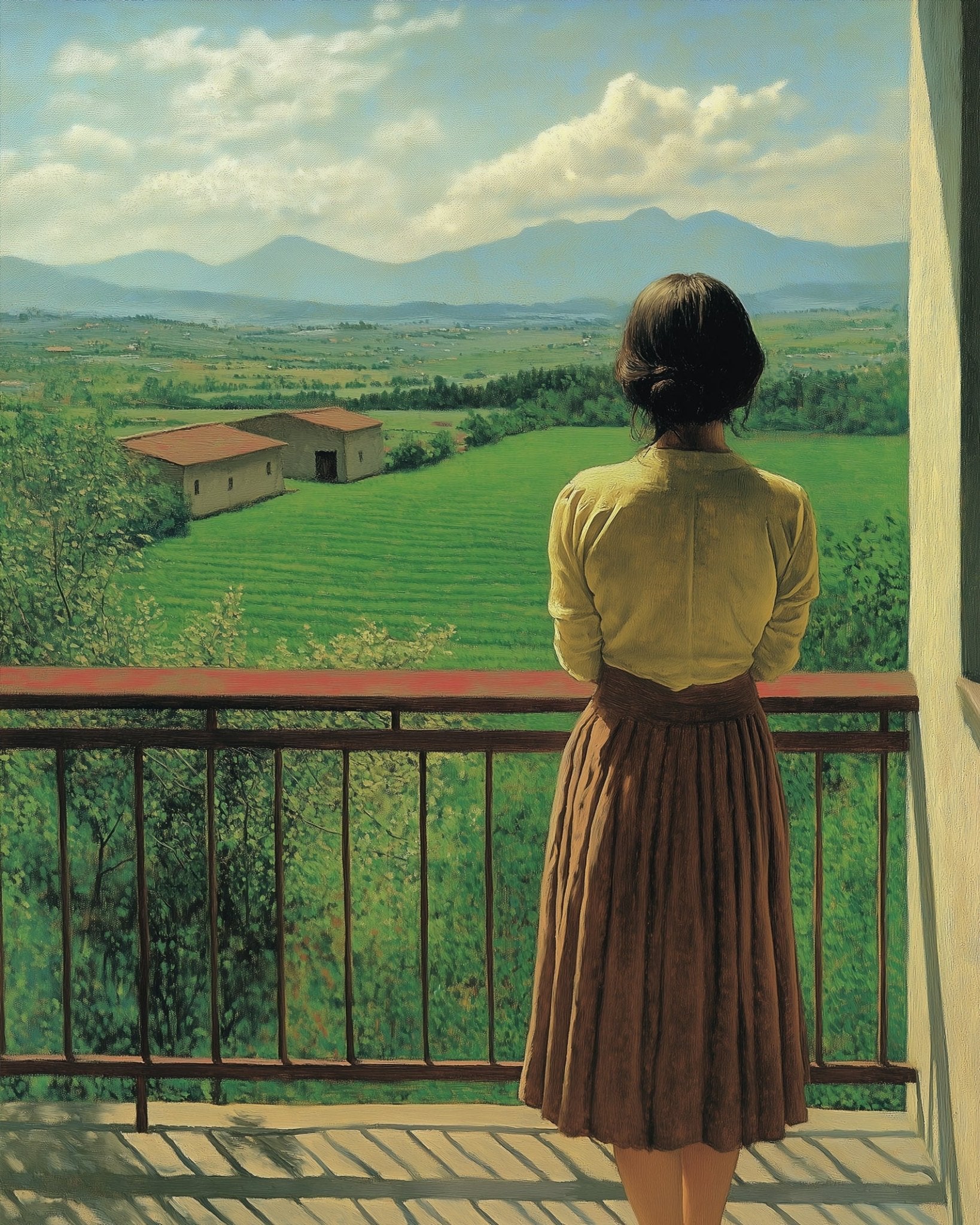 Countryside Balcony View - painting - BestPaintByNumbers - Paint by Numbers Custom Kit