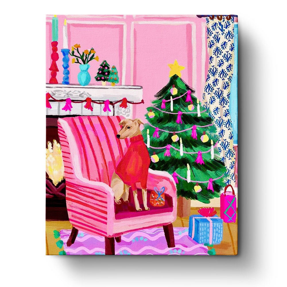 Cozy Christmas with Dog - Christmas - BestPaintByNumbers - Paint by Numbers Custom Kit