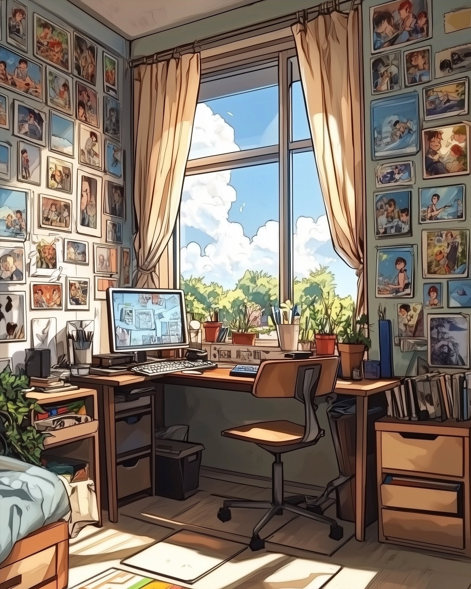Cozy Creative Workspace - Lo - Fi - BestPaintByNumbers - Paint by Numbers Custom Kit
