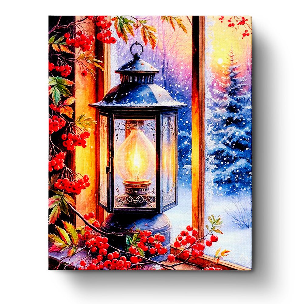 Cozy Lantern by the Window - Christmas - BestPaintByNumbers - Paint by Numbers Custom Kit