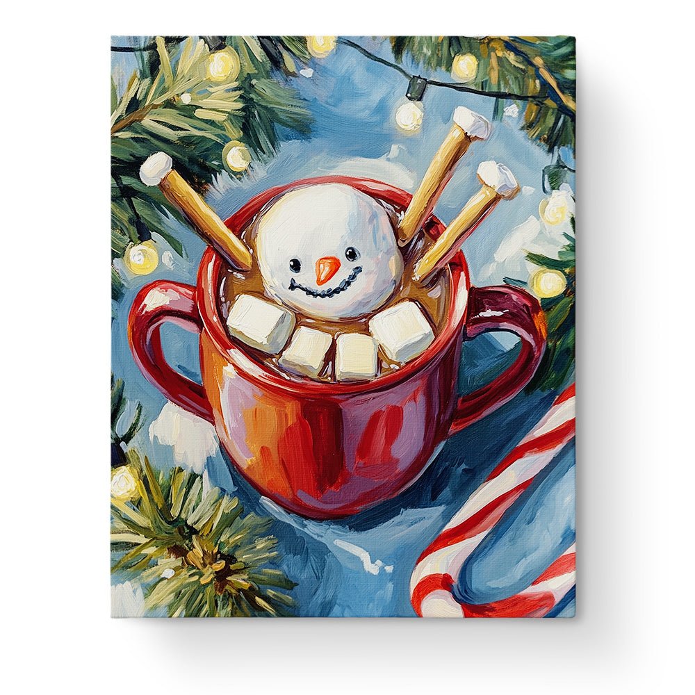 Cozy Snowman Cocoa - Christmas - BestPaintByNumbers - Paint by Numbers Custom Kit