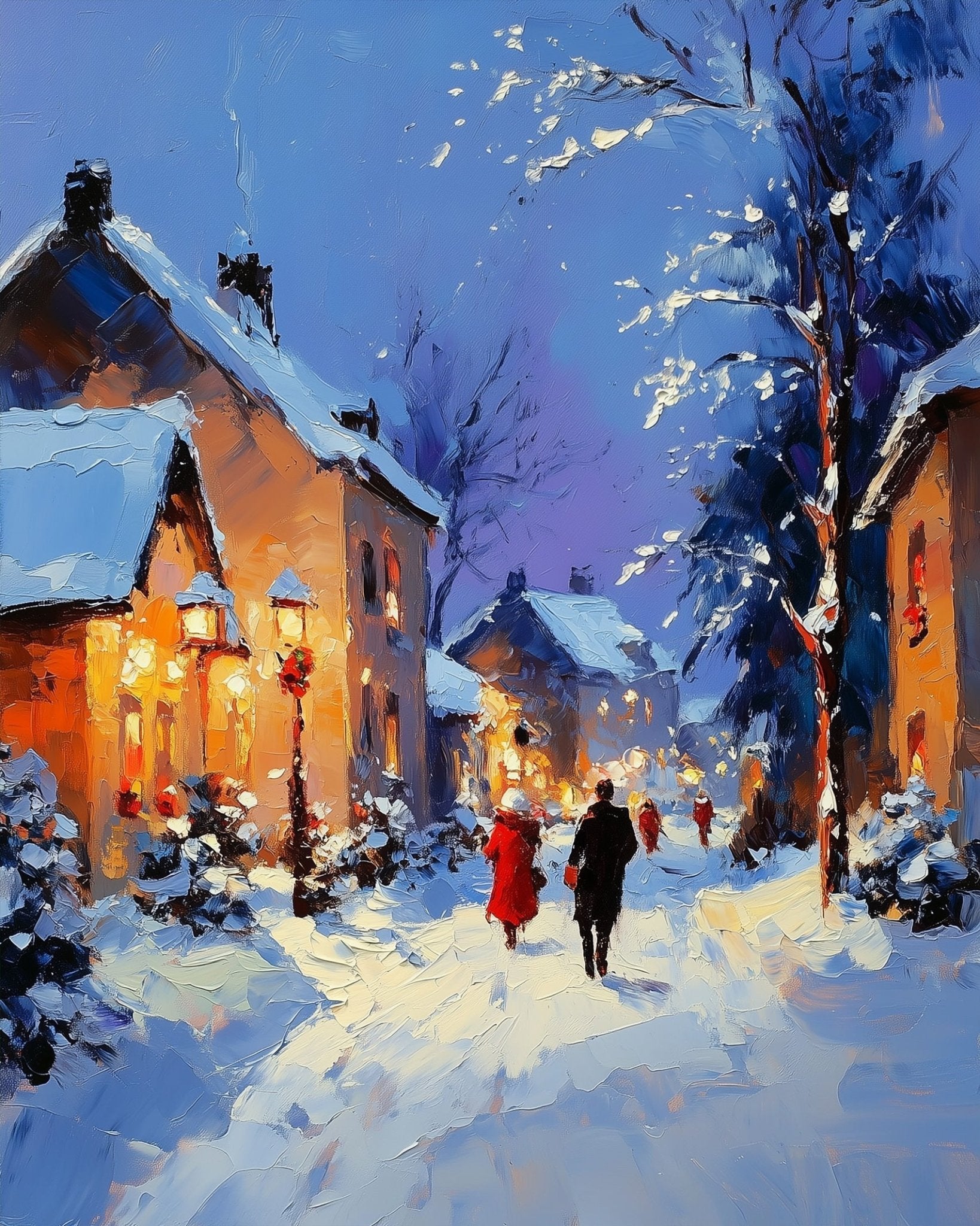 Cozy Winter Street - Christmas - BestPaintByNumbers - Paint by Numbers Custom Kit