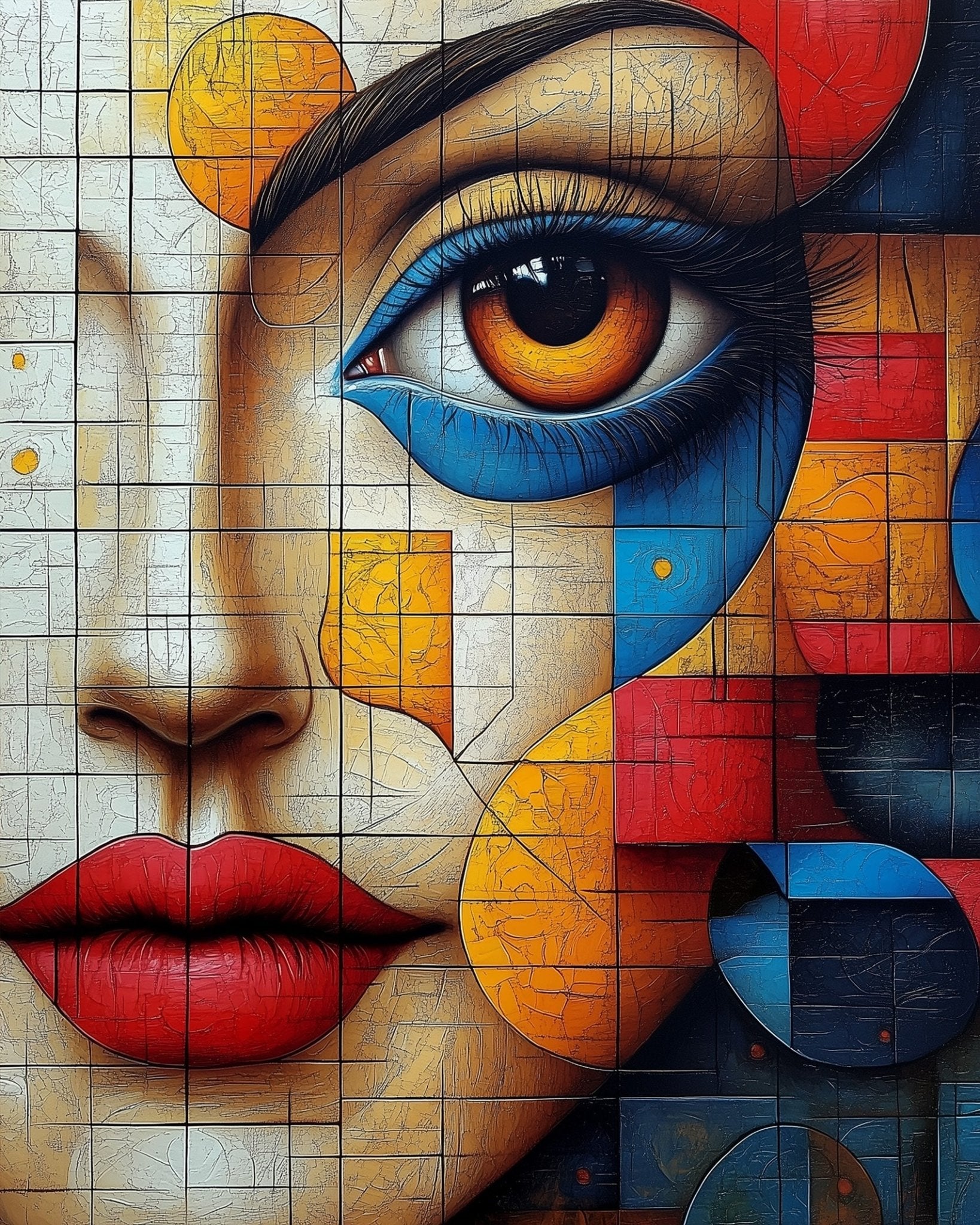 Cubist Portrait in Vibrant Colors - Cubism - BestPaintByNumbers - Paint by Numbers Custom Kit