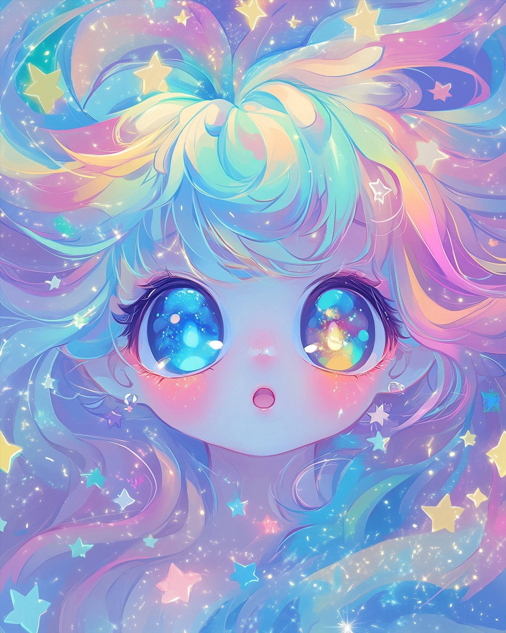 Cute Cosmic Star Gazer - Galaxies - BestPaintByNumbers - Paint by Numbers Custom Kit