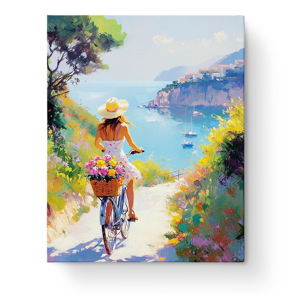 Cycling the Coastal Path - Summer - BestPaintByNumbers - Paint by Numbers Custom Kit