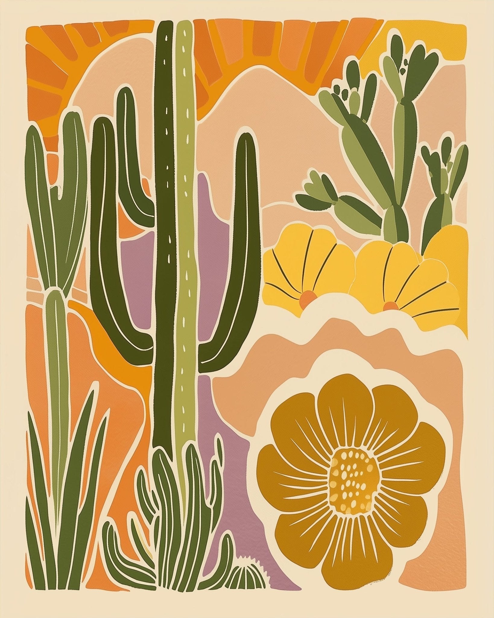 Desert Blooms - Minimalistic - BestPaintByNumbers - Paint by Numbers Custom Kit