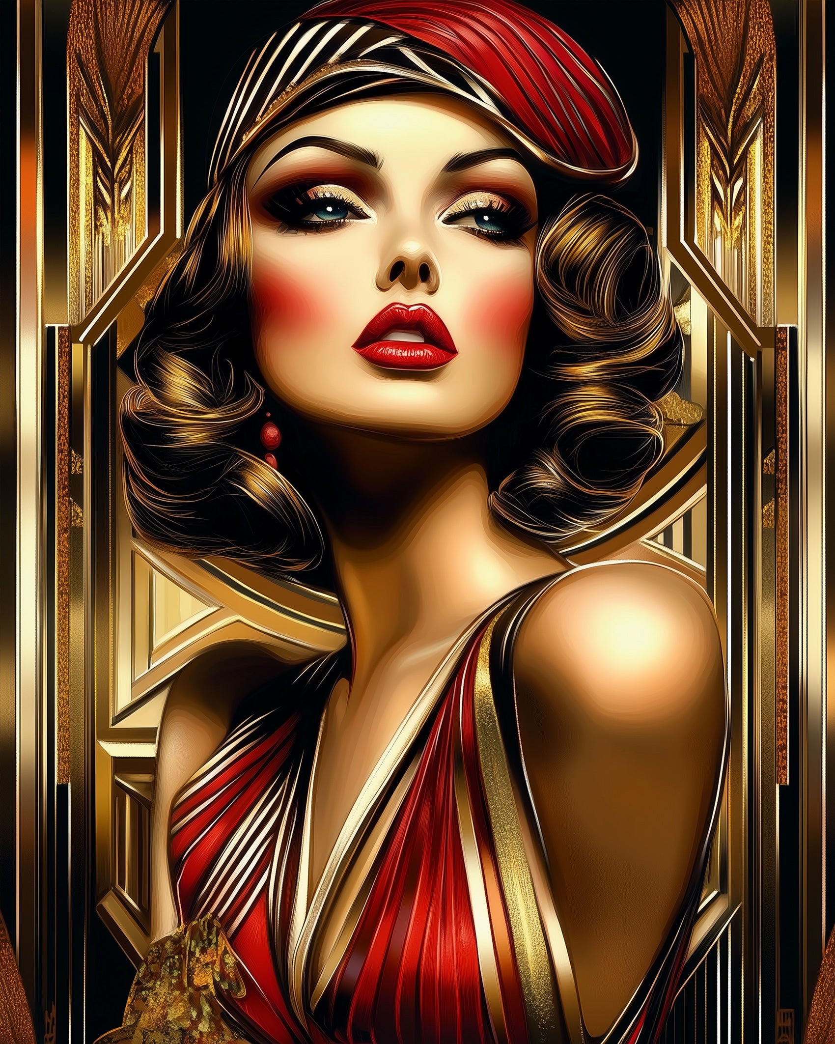 Art Deco style paint by numbers kit from BestPaintByNumbers. Shows a stylish woman, perfect for relaxation and artistic expression.