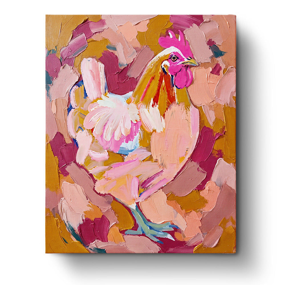 Vibrant Rooster Design by BestPaintByNumbers depicts a colorful rooster in bold strokes, highlighting mindfulness and creativity. Perfect fixed kit for artistic relaxation.