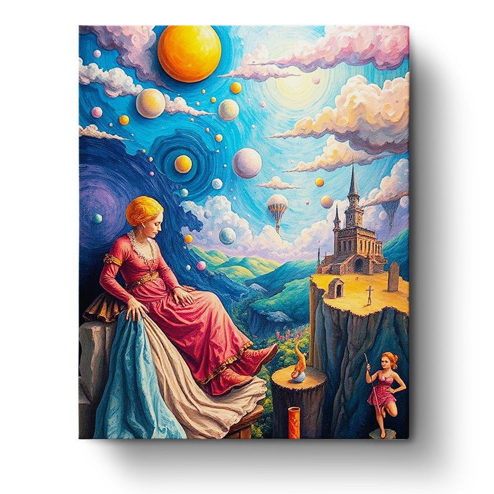 Dreamscape with Floating Spheres - Surrealism - BestPaintByNumbers - Paint by Numbers Custom Kit