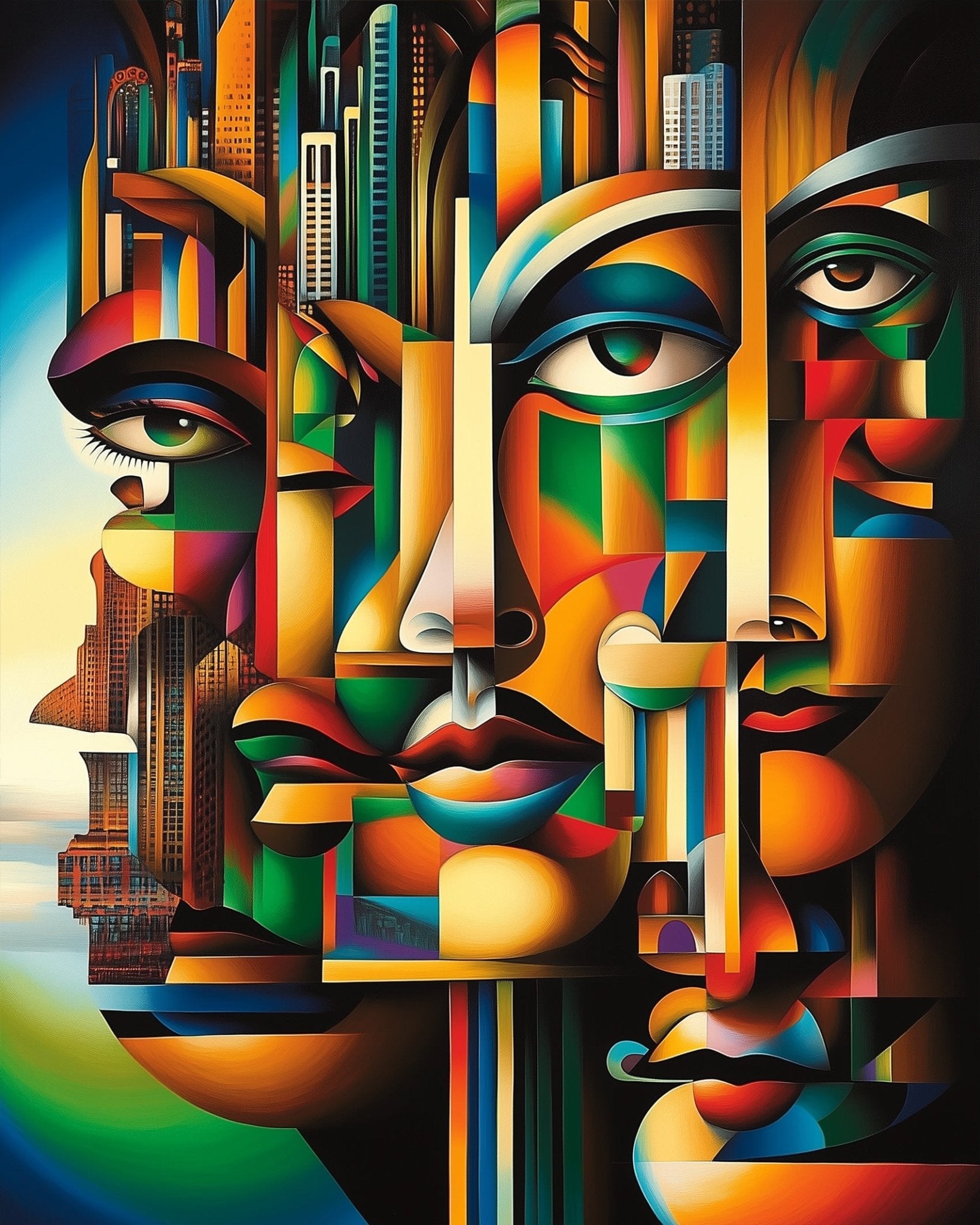 Dynamic City Faces - Cubism - BestPaintByNumbers - Paint by Numbers Custom Kit