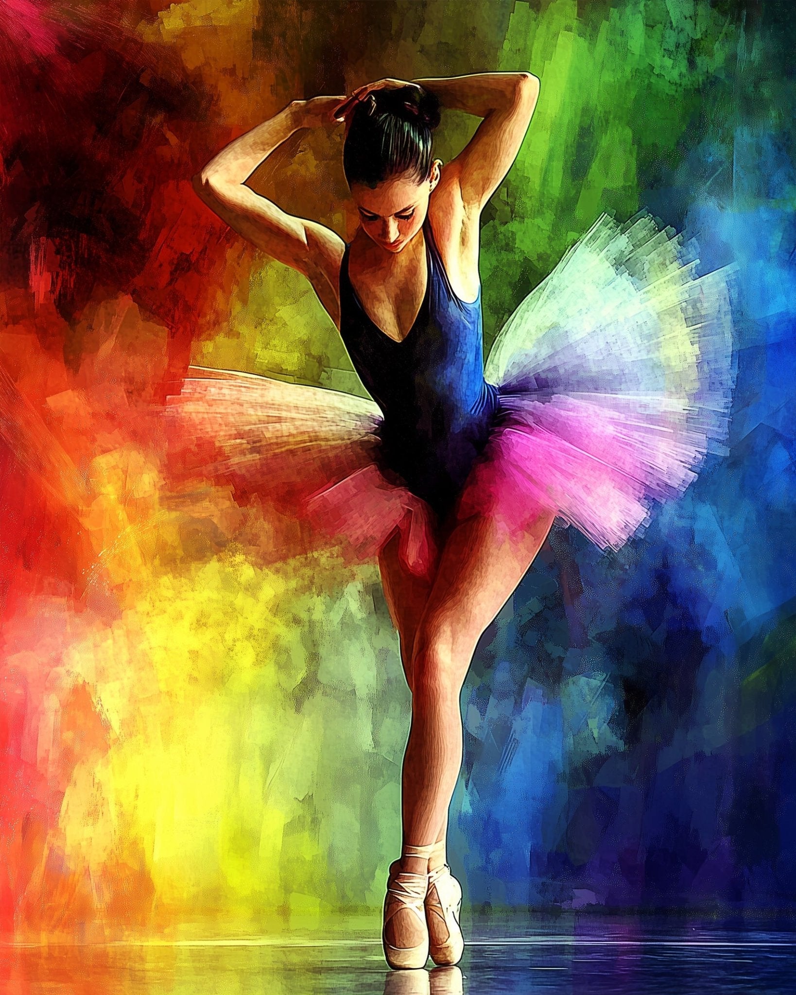 Elegant Ballerina in Vibrant Colors - Dance - BestPaintByNumbers - Paint by Numbers Custom Kit