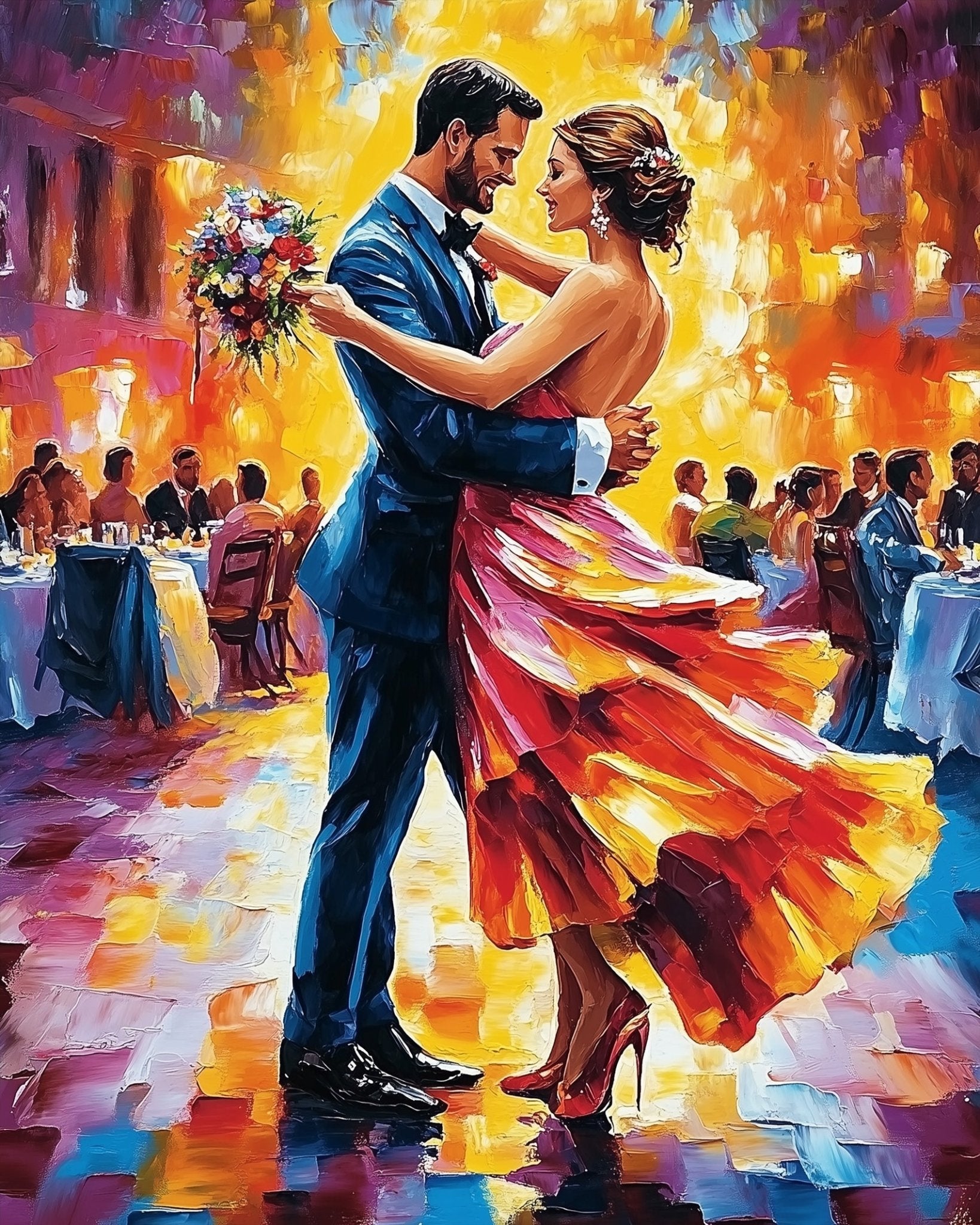Elegant Ballroom Duo - Dance - BestPaintByNumbers - Paint by Numbers Custom Kit