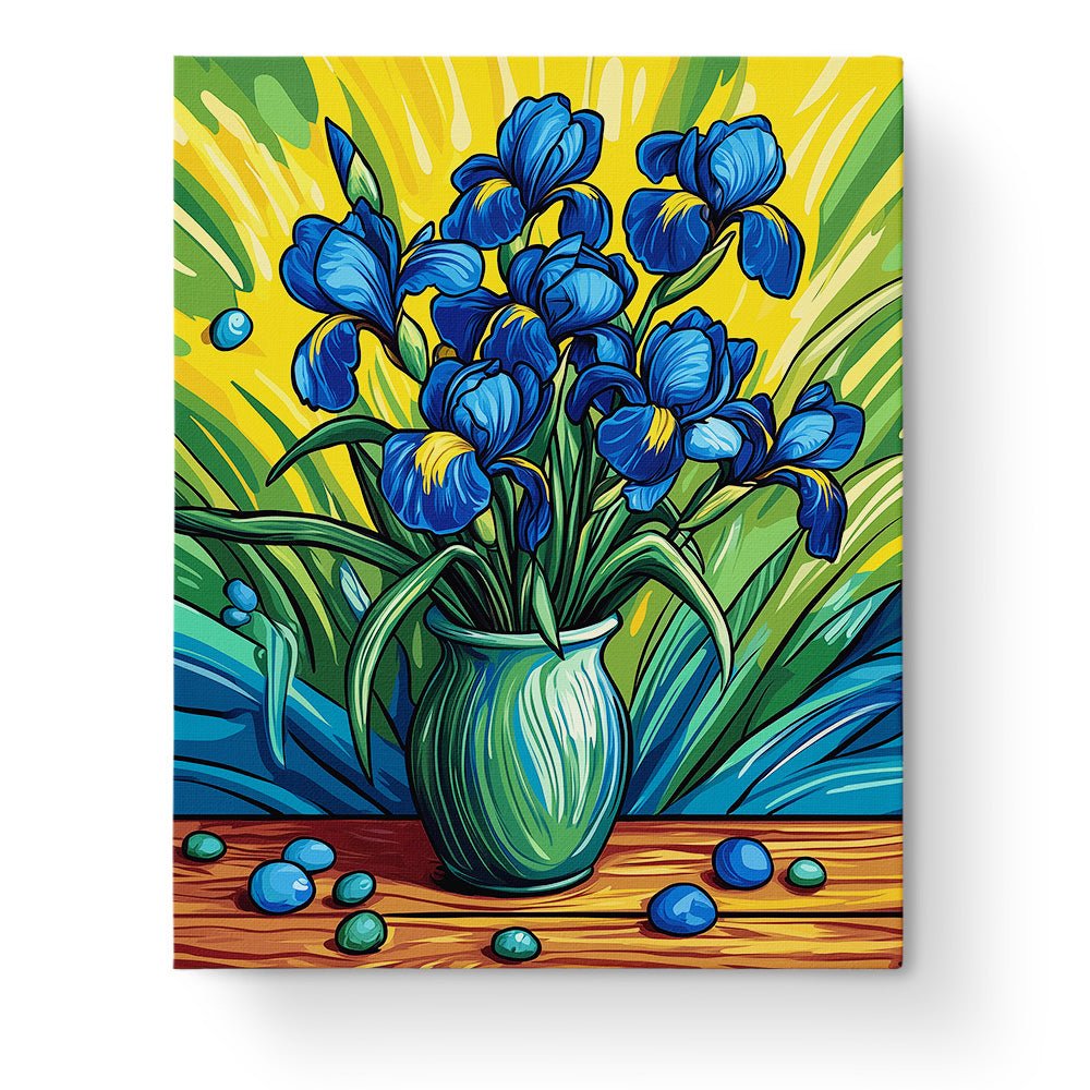 Elegant Blue Iris Bouquet - Flowers - BestPaintByNumbers - Paint by Numbers Custom Kit