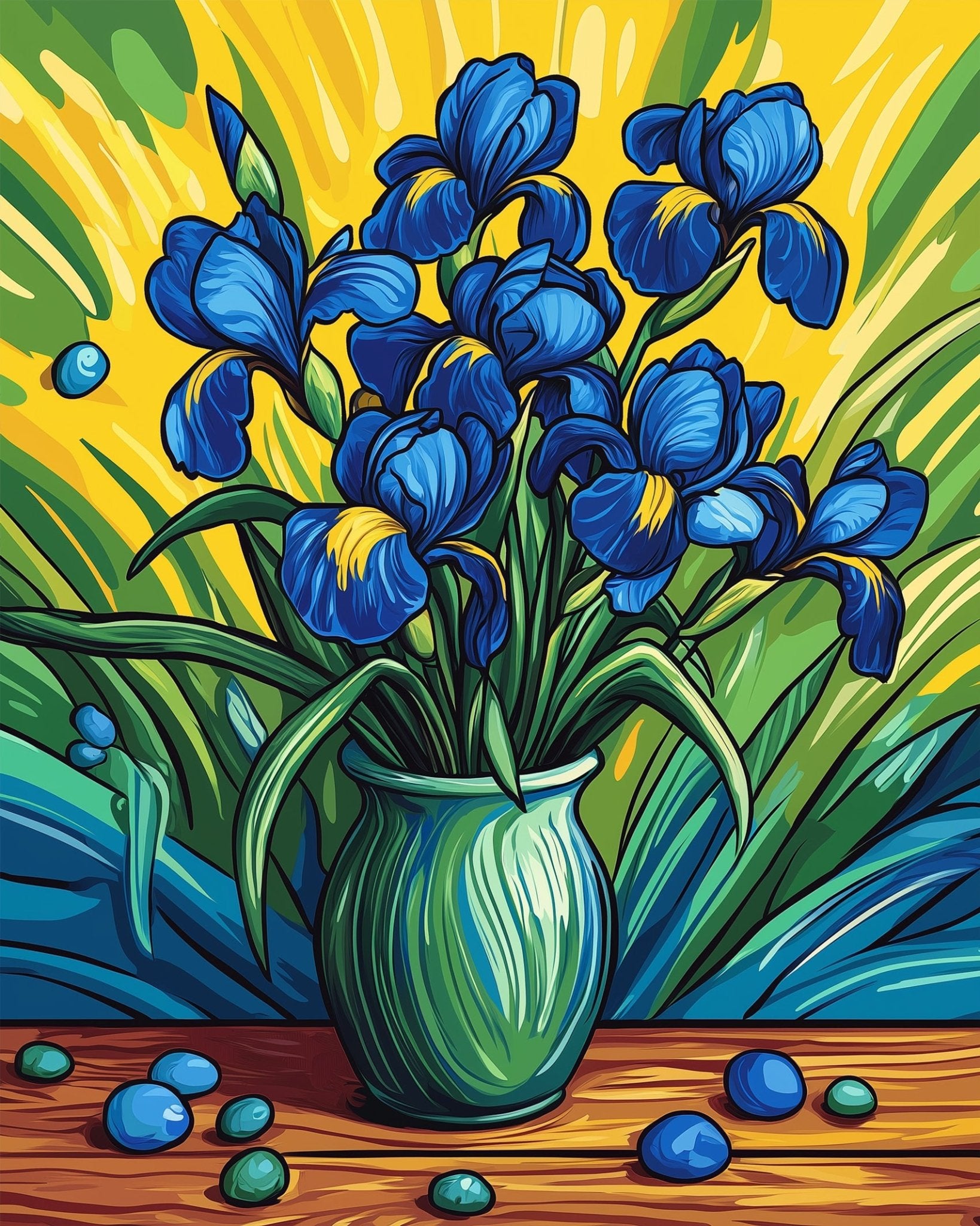Elegant Blue Iris Bouquet - Flowers - BestPaintByNumbers - Paint by Numbers Custom Kit