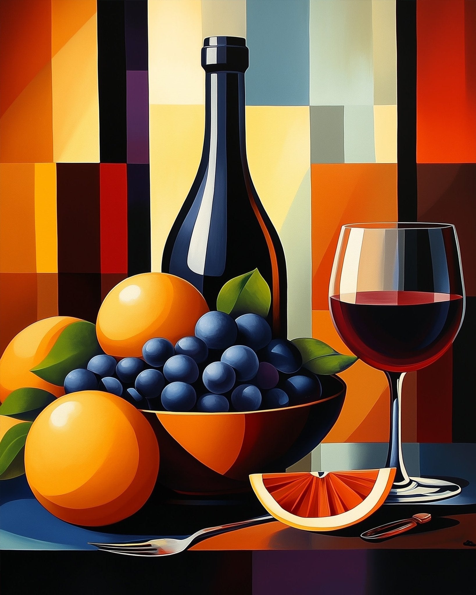 Elegant Fruit and Wine Composition - Still Life - BestPaintByNumbers - Paint by Numbers Custom Kit