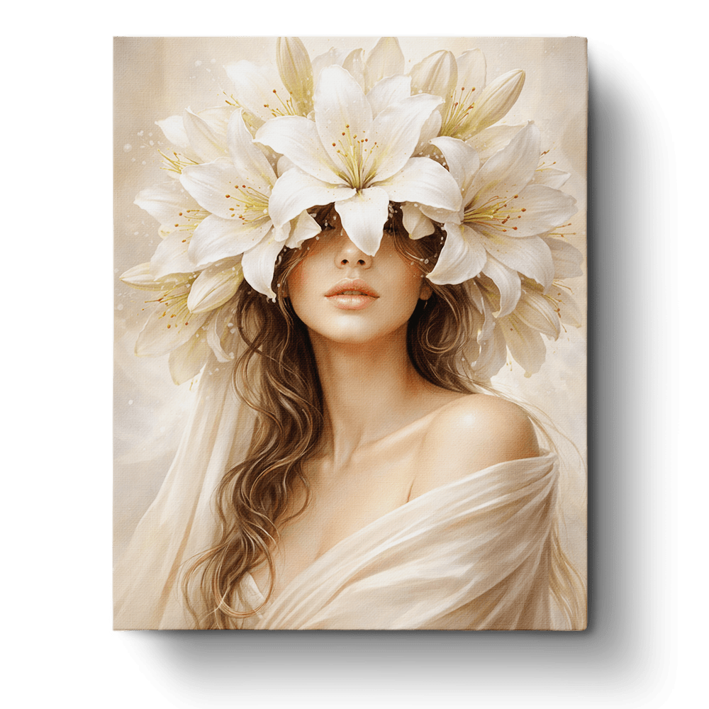 Elegant Lily Crown - Floral Women - BestPaintByNumbers - Paint by Numbers Custom Kit