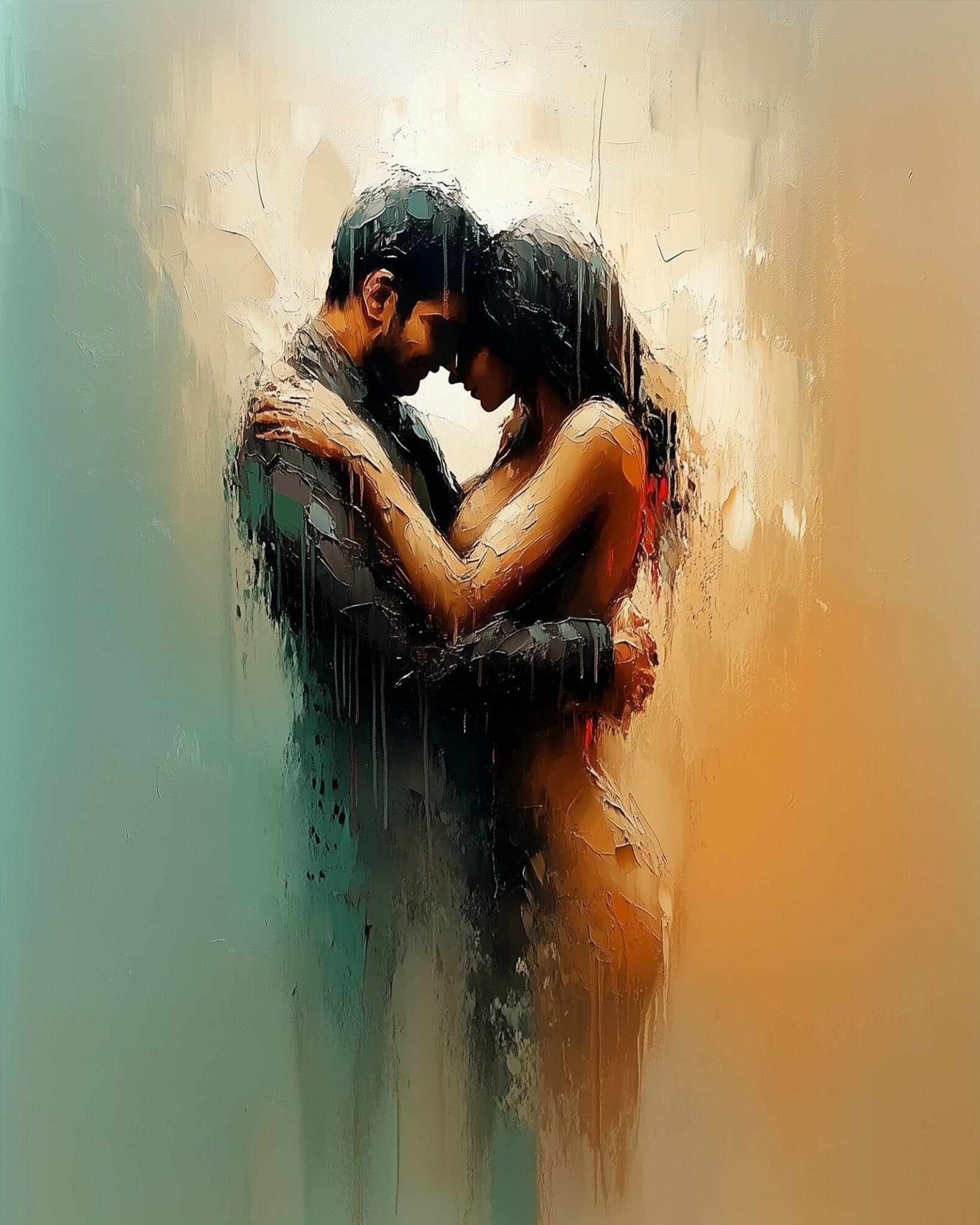 Embracing Lovers - Romance - BestPaintByNumbers - Paint by Numbers Custom Kit