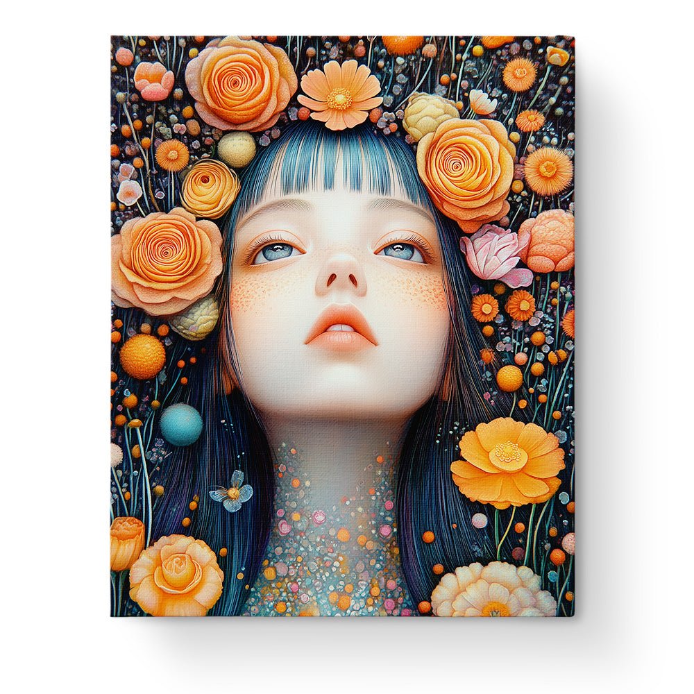 Enchanted Blossom Dream - Floral Women - BestPaintByNumbers - Paint by Numbers Custom Kit