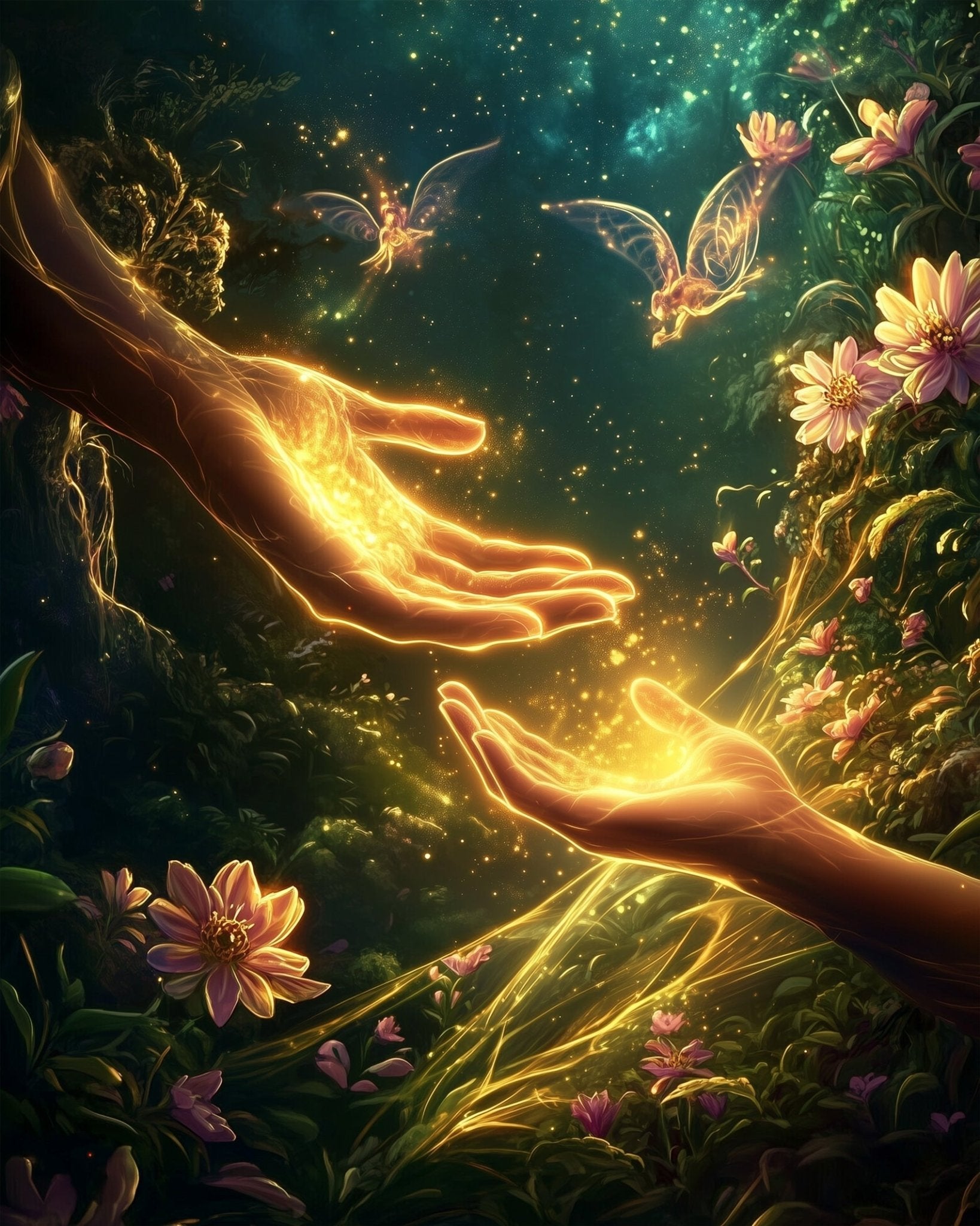 Enchanted Hands and Fairies - Meditation - BestPaintByNumbers - Paint by Numbers Custom Kit