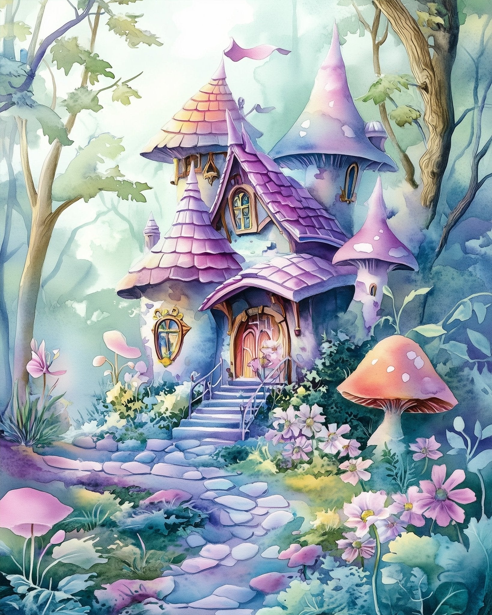 Enchanted Mushroom Cottage - Fairy Tail - BestPaintByNumbers - Paint by Numbers Custom Kit