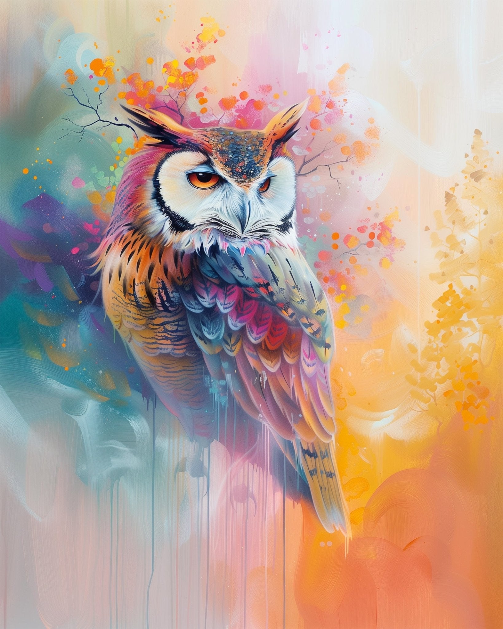 Owl-themed kit, 24 colors, 12x16in. Dreamy colors with intricate details. Perfect for relaxation and joy.