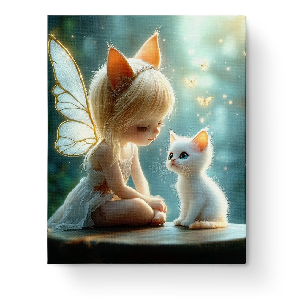 Fairy and Kitten Whisper - Fairy Tail - BestPaintByNumbers - Paint by Numbers Custom Kit