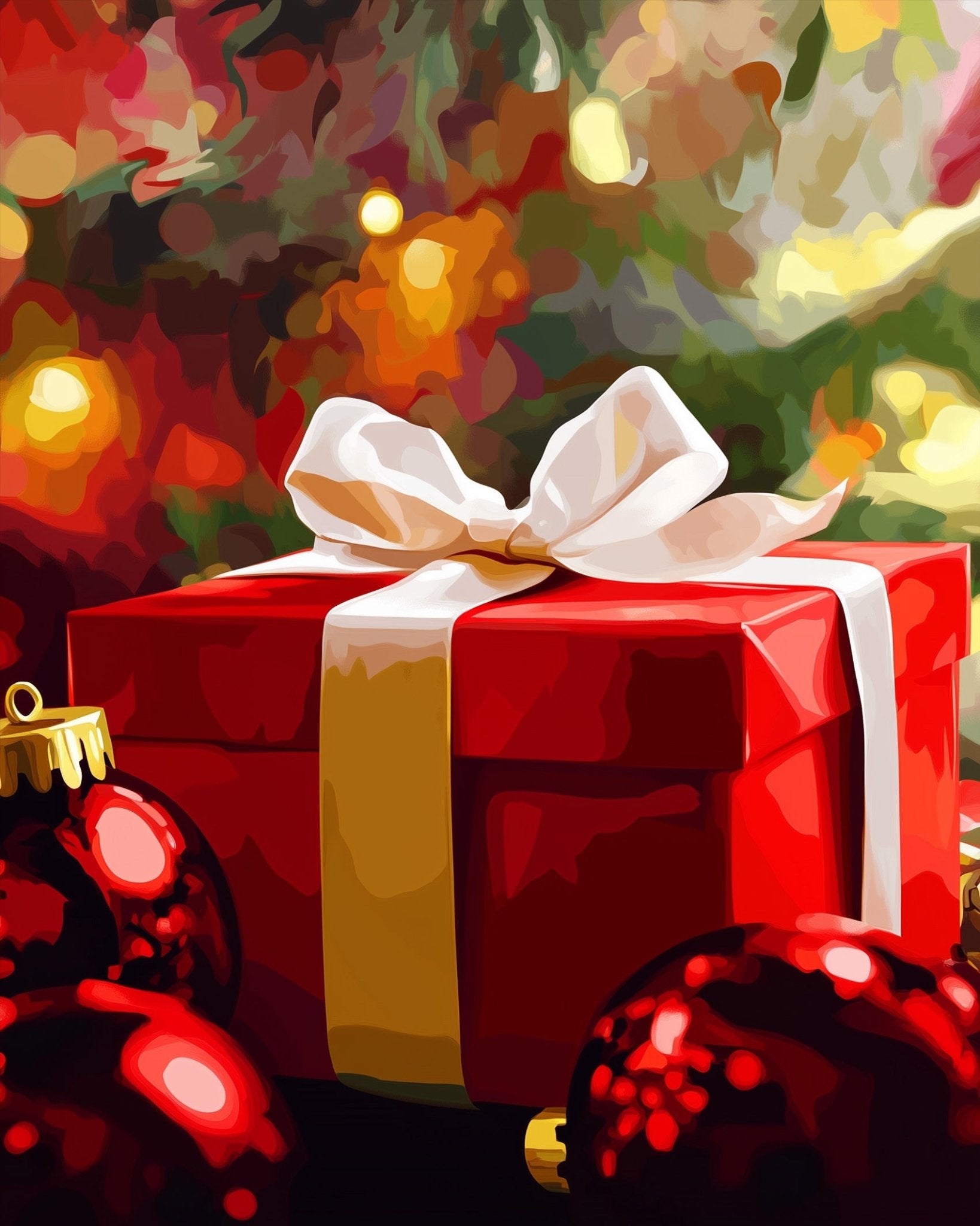 Festive Gift Box Delight - Christmas - BestPaintByNumbers - Paint by Numbers Custom Kit