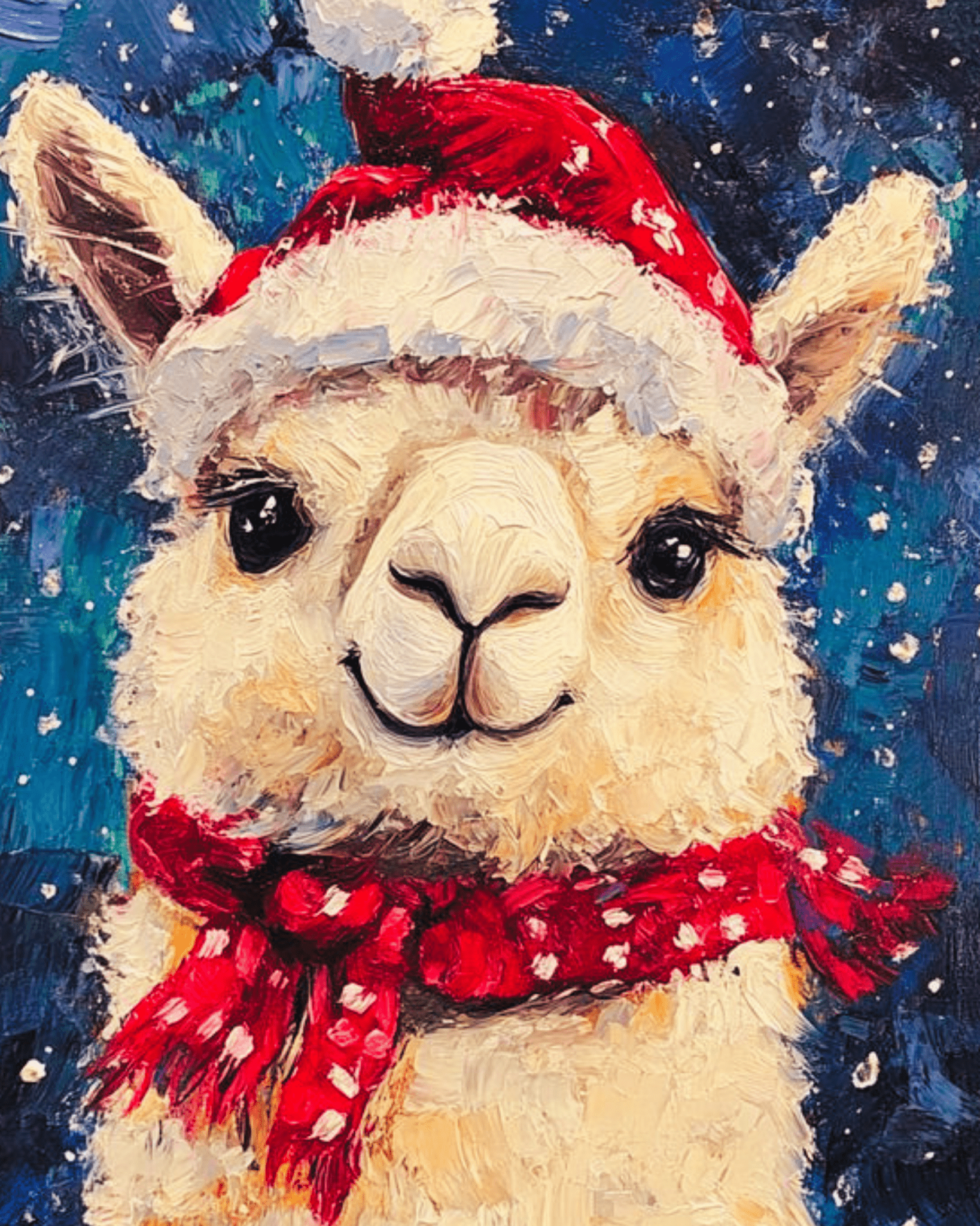 Festive Llama Joy - Christmas - BestPaintByNumbers - Paint by Numbers Custom Kit