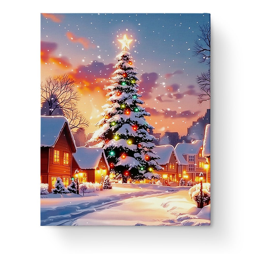 Festive Village Glow - Christmas - BestPaintByNumbers - Paint by Numbers Custom Kit