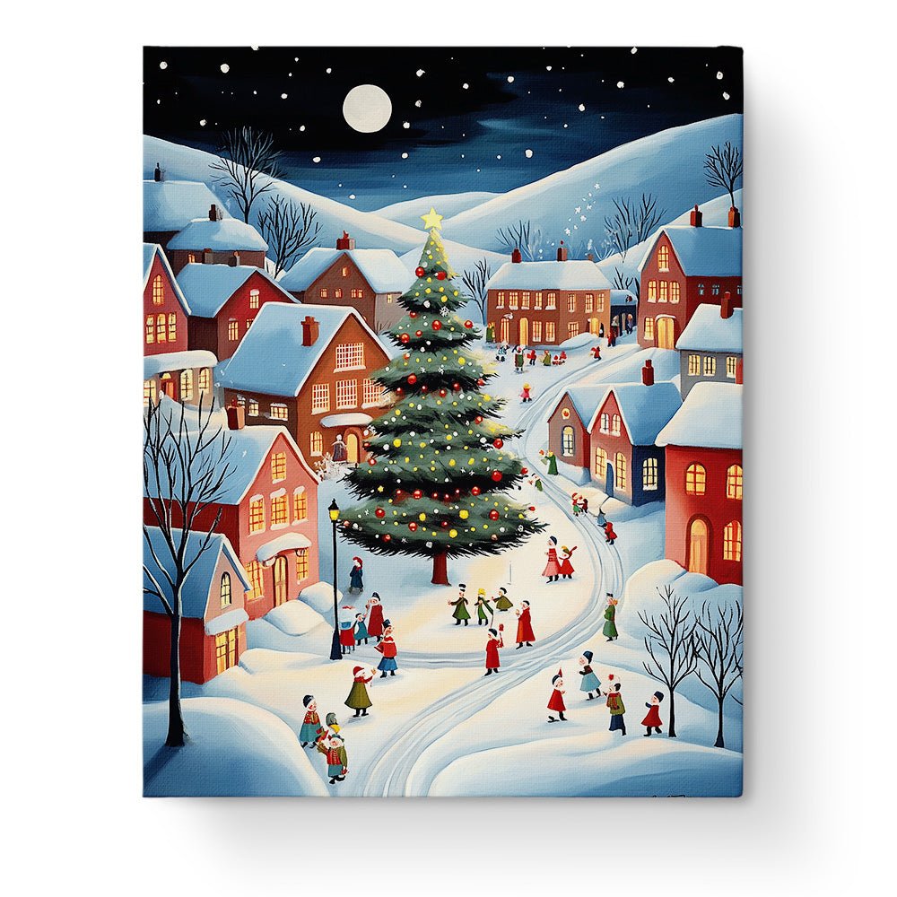 Festive Village Scene - Christmas - BestPaintByNumbers - Paint by Numbers Custom Kit