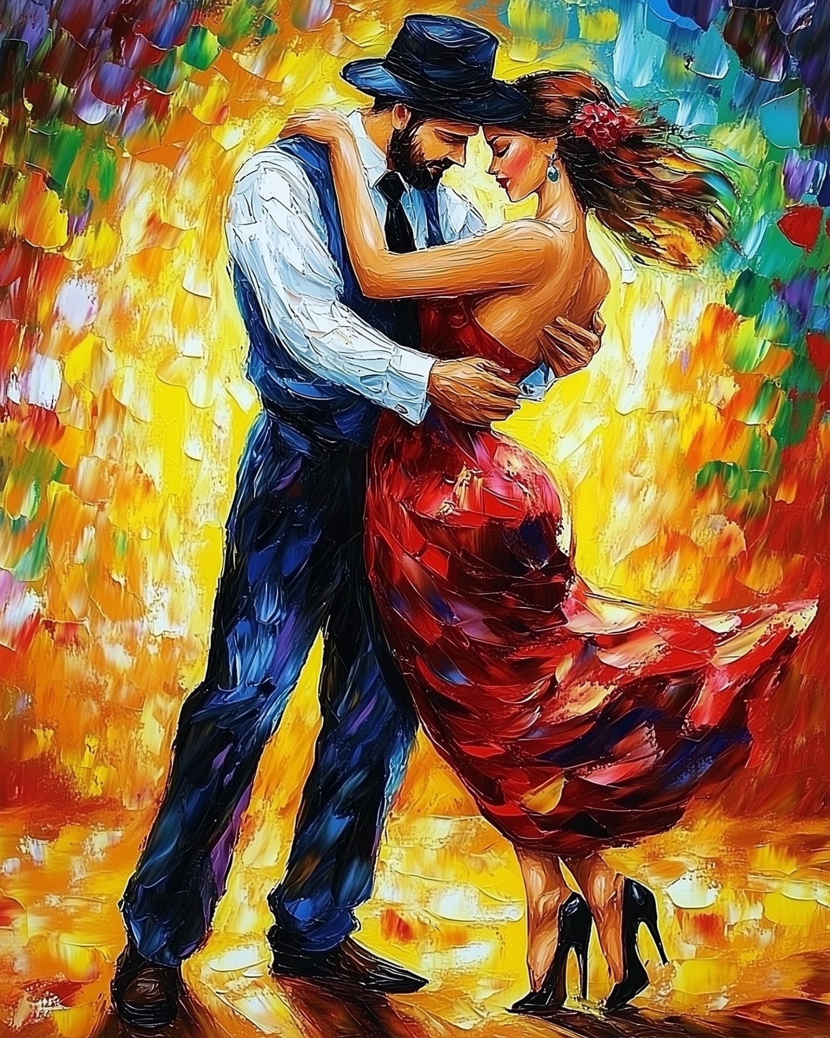 Fiery Passionate Embrace - Dance - BestPaintByNumbers - Paint by Numbers Custom Kit
