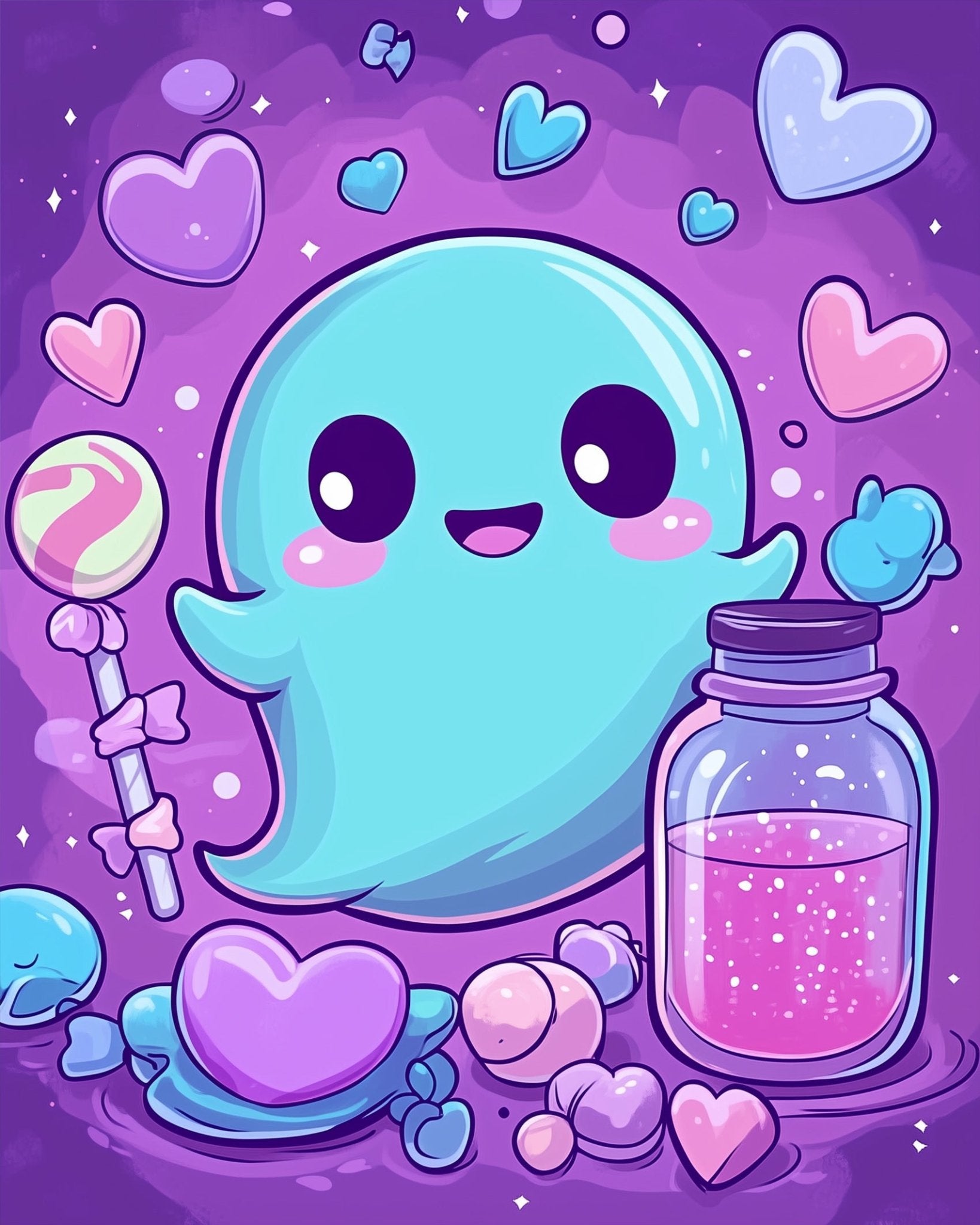 Friendly Ghost Paint Kit - Halloween - BestPaintByNumbers - Paint by Numbers Custom Kit