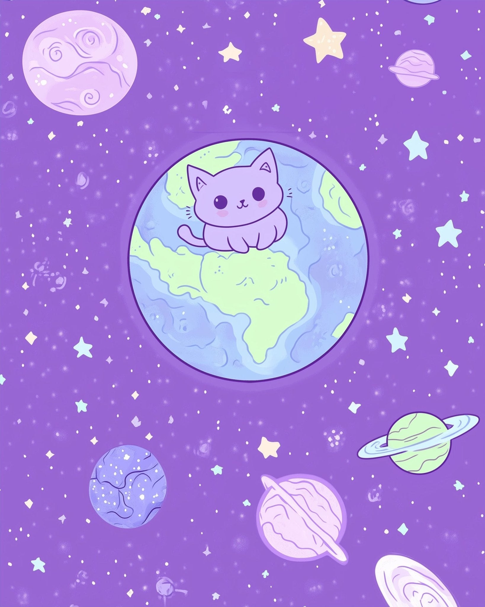 Galactic Cat Exploration - Galaxies - BestPaintByNumbers - Paint by Numbers Custom Kit